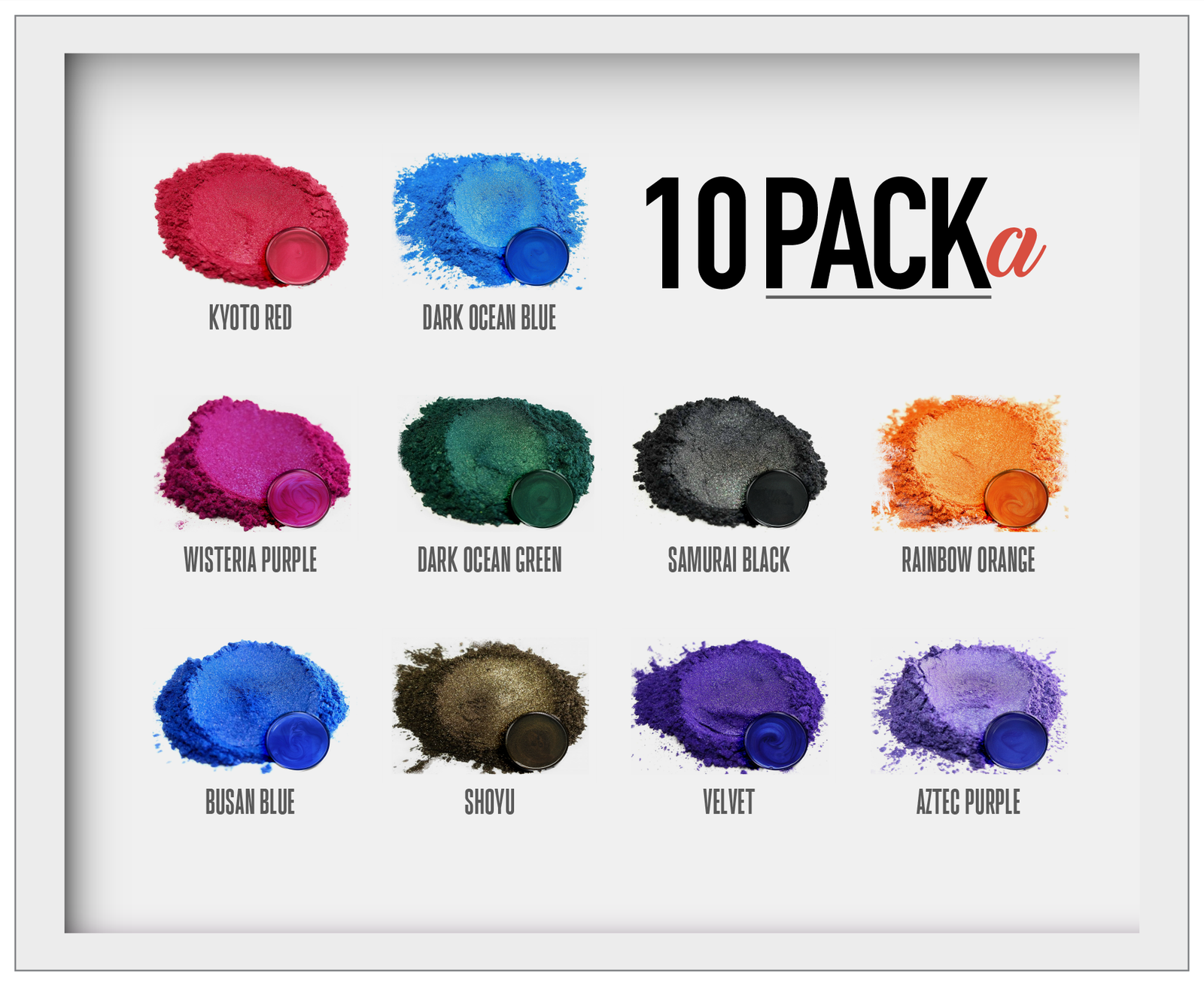 10 Color Pigment Powder Variety Pack Set A