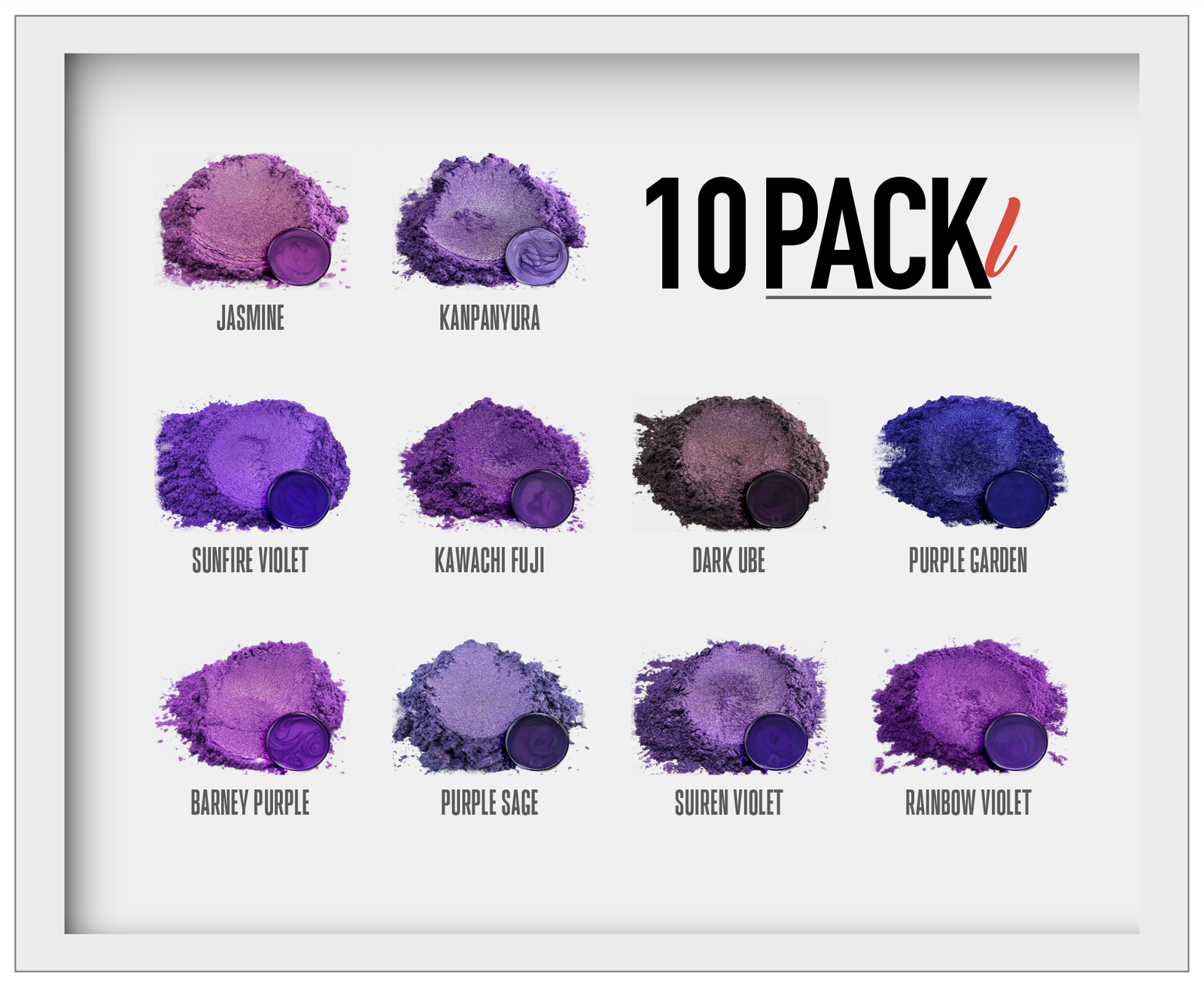 10 Color Pigment Powder Variety Pack Set L - Purples