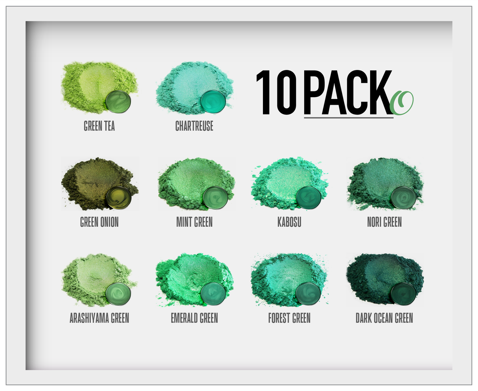 10 Color Pigment Powder Variety Pack Set O - Greens