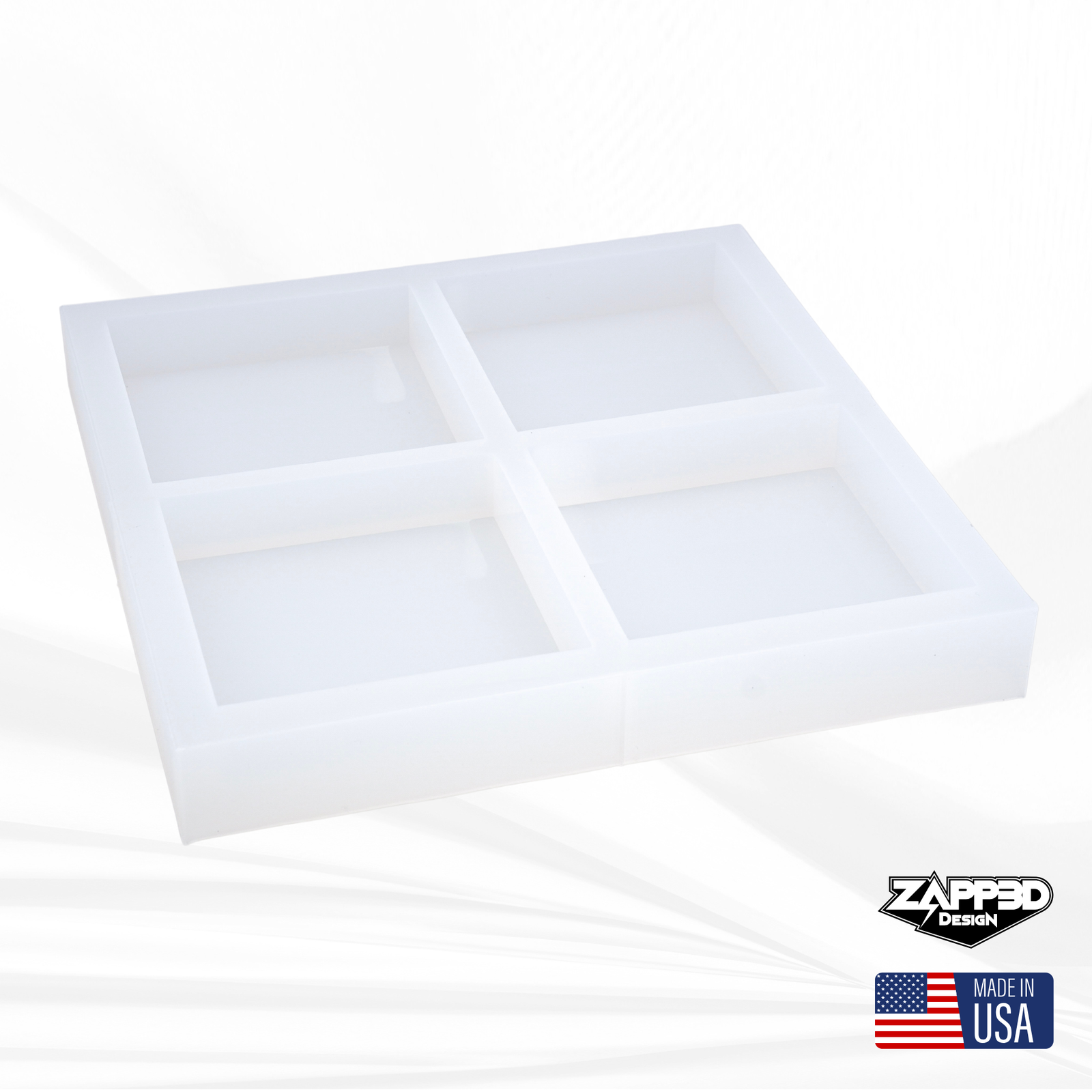 4"x4"x1" Coaster Mold | 4 or 8 Cavity | Square Coaster Silicone Mold