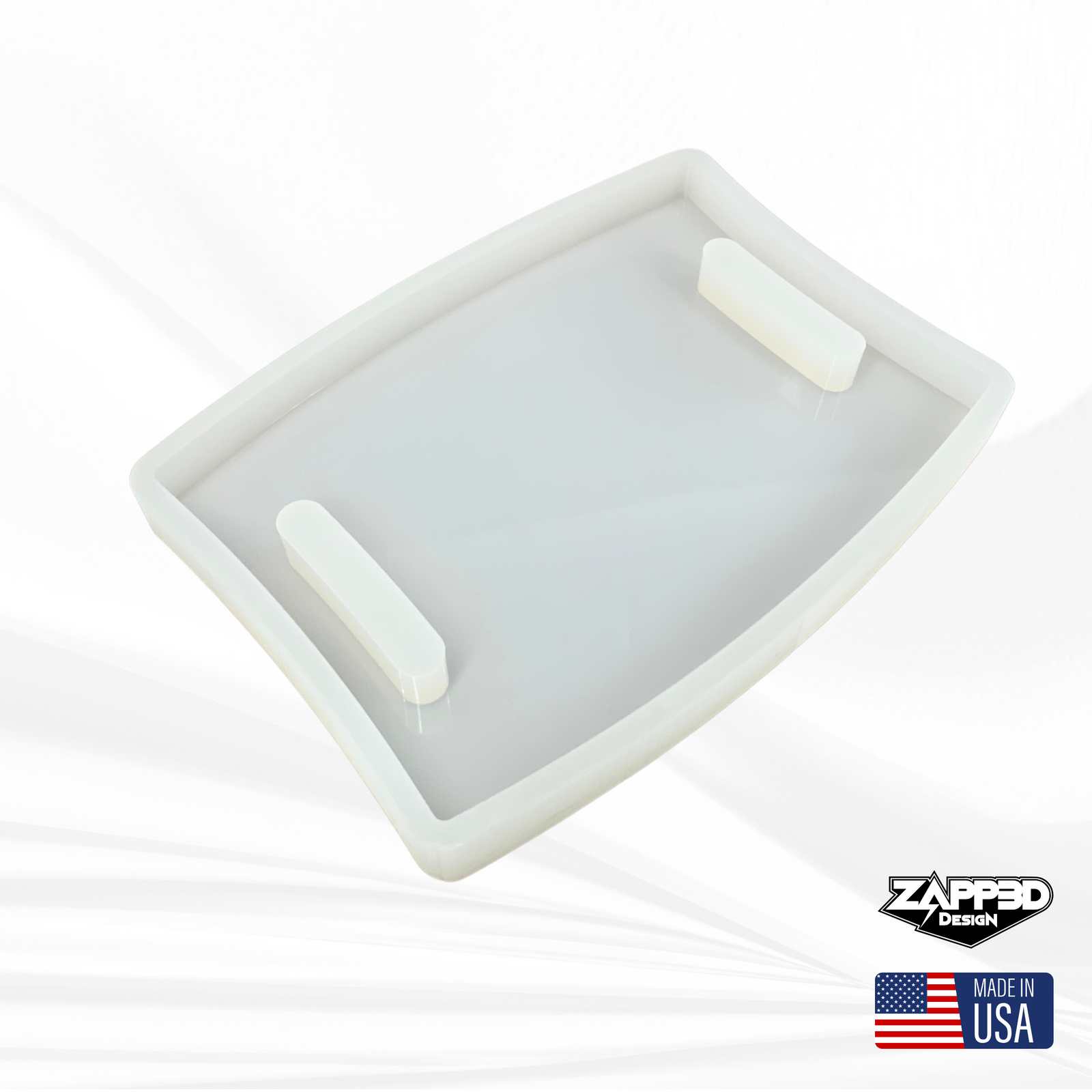 16"x 12"x 1.25" Chunky Bowed Rectangle Board Silicone Mold, Dual Handles