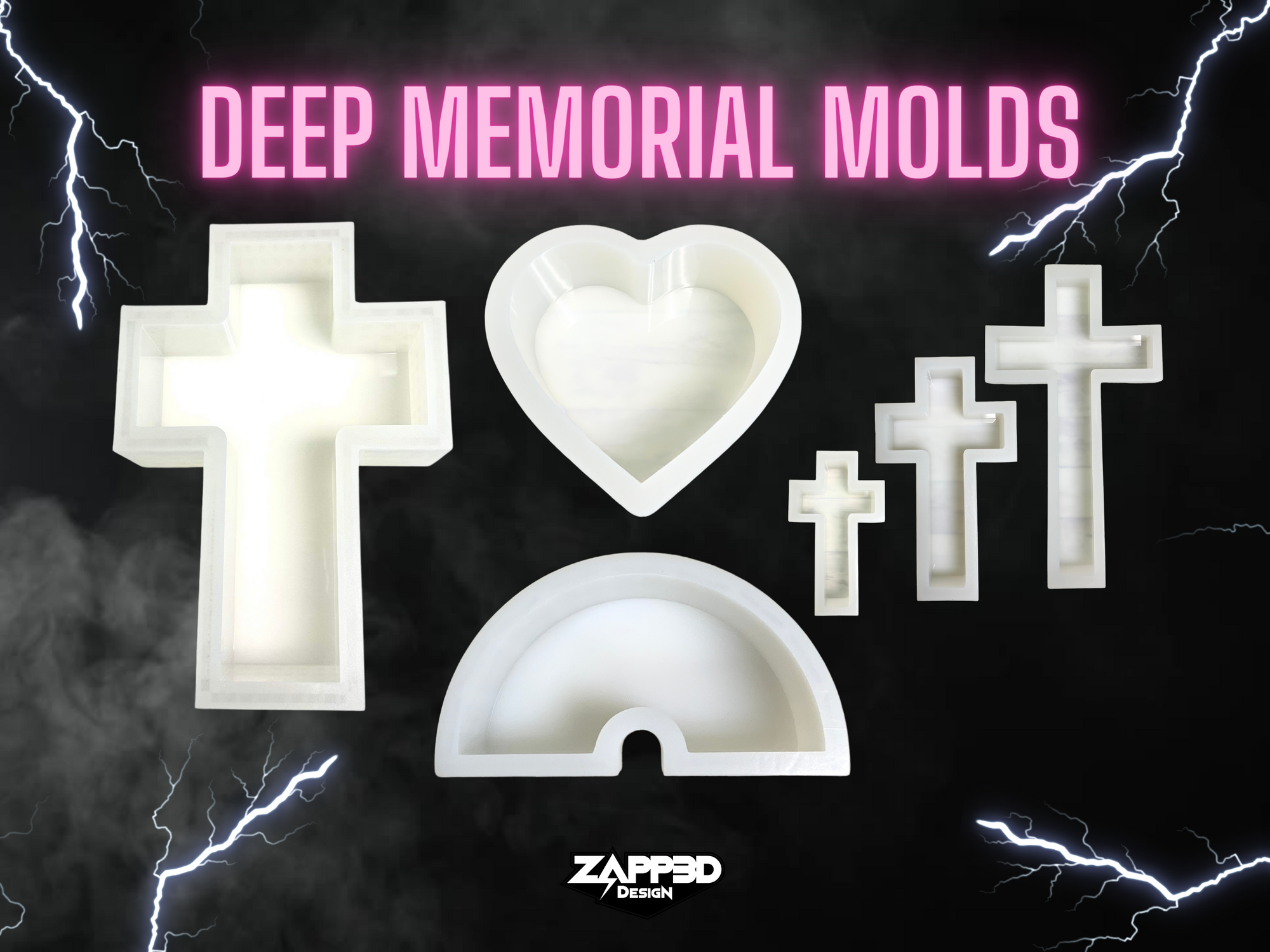 Deep Memorial Molds - Cross, Rainbow, Heart
