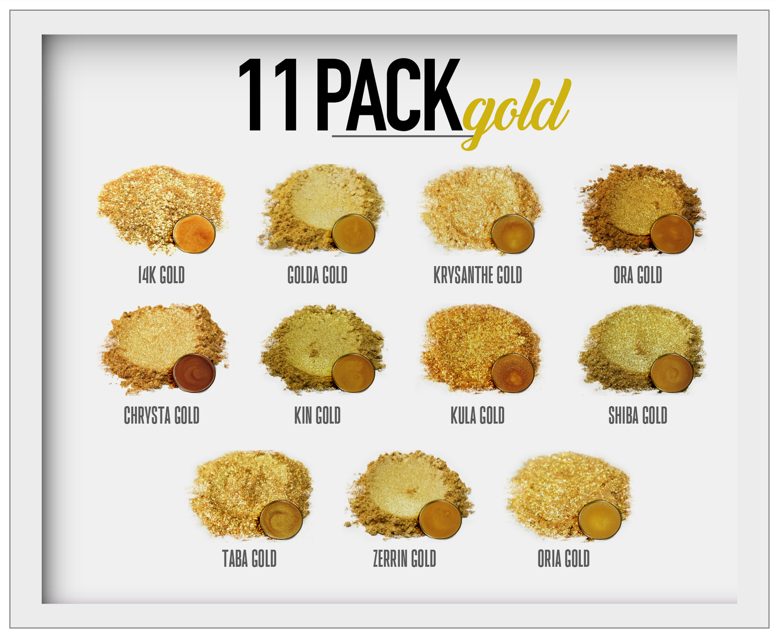 11 Color Golds Powder Variety Pack Set