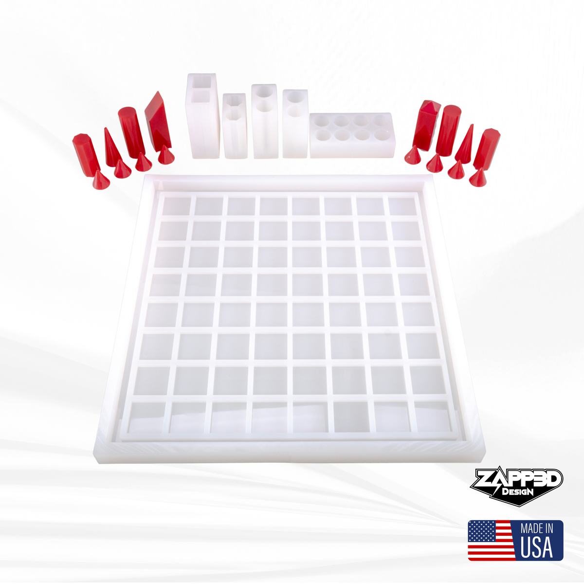 14.5" x 14.5" x .75" Chess Board Mold and Chess Piece Set Mold