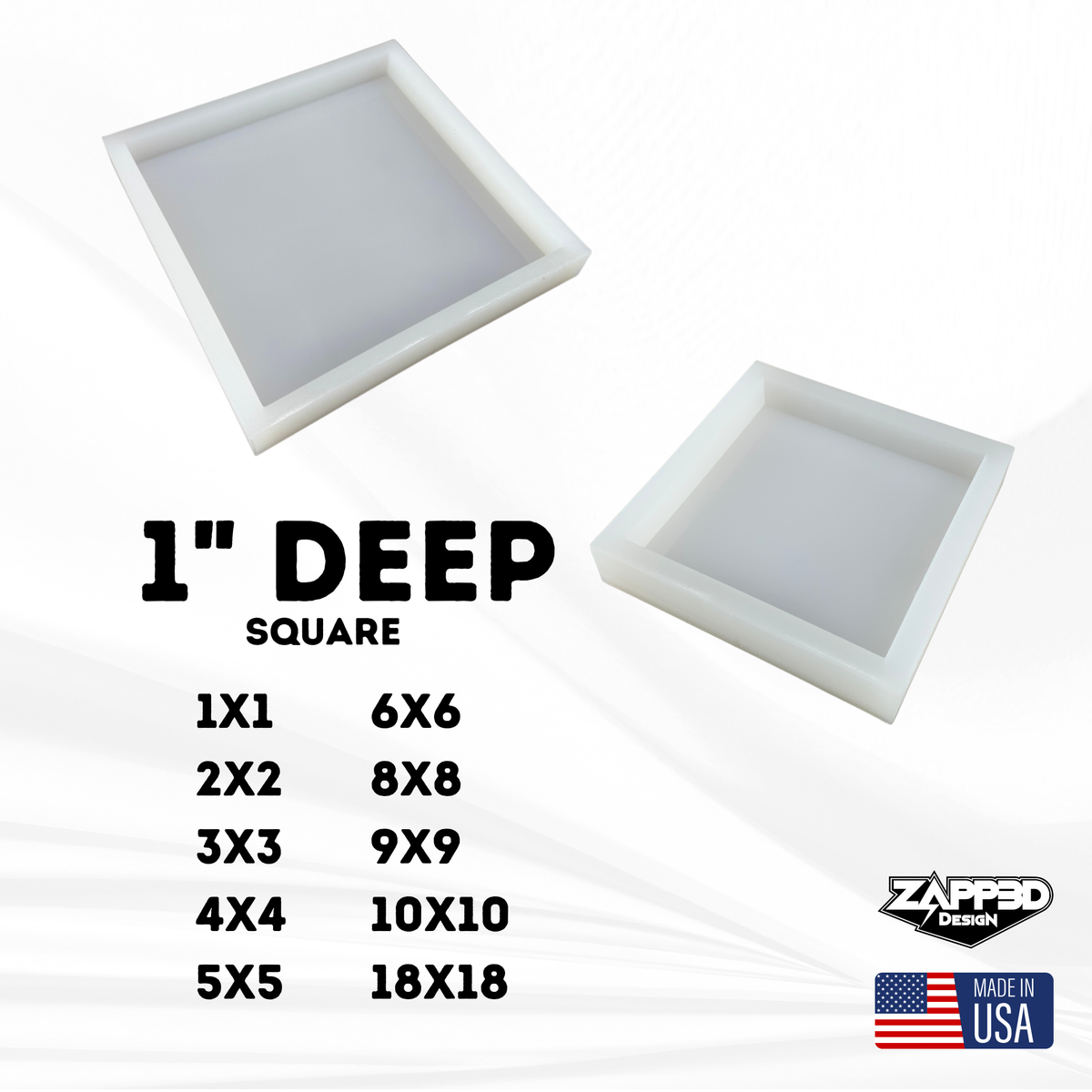 1" Deep Square Molds, | 10 Sizes |