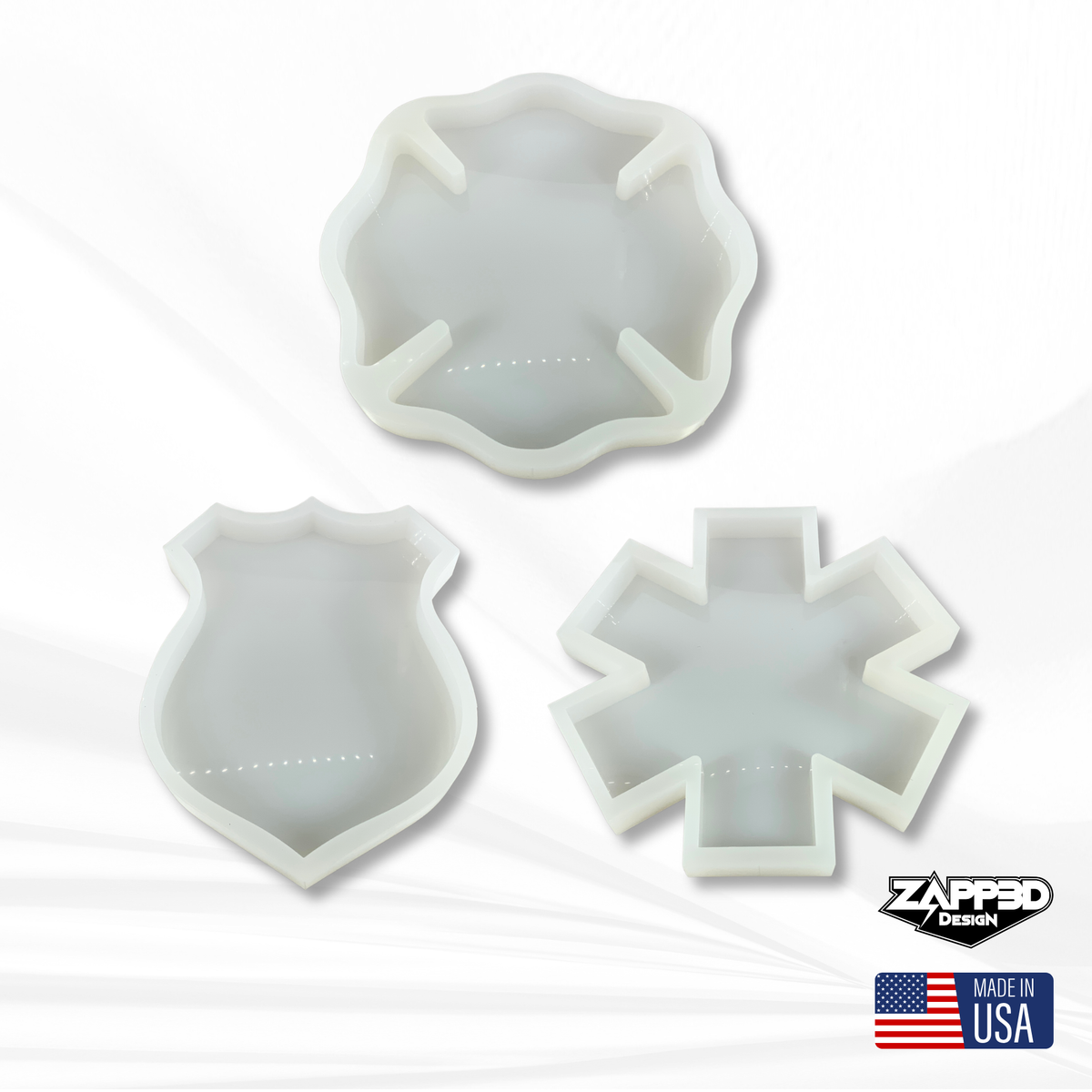 First Responder Mold | 12&quot; Tall | Firefighter Maltese Cross Mold, EMT/EMS Mold, Police Badge Mold