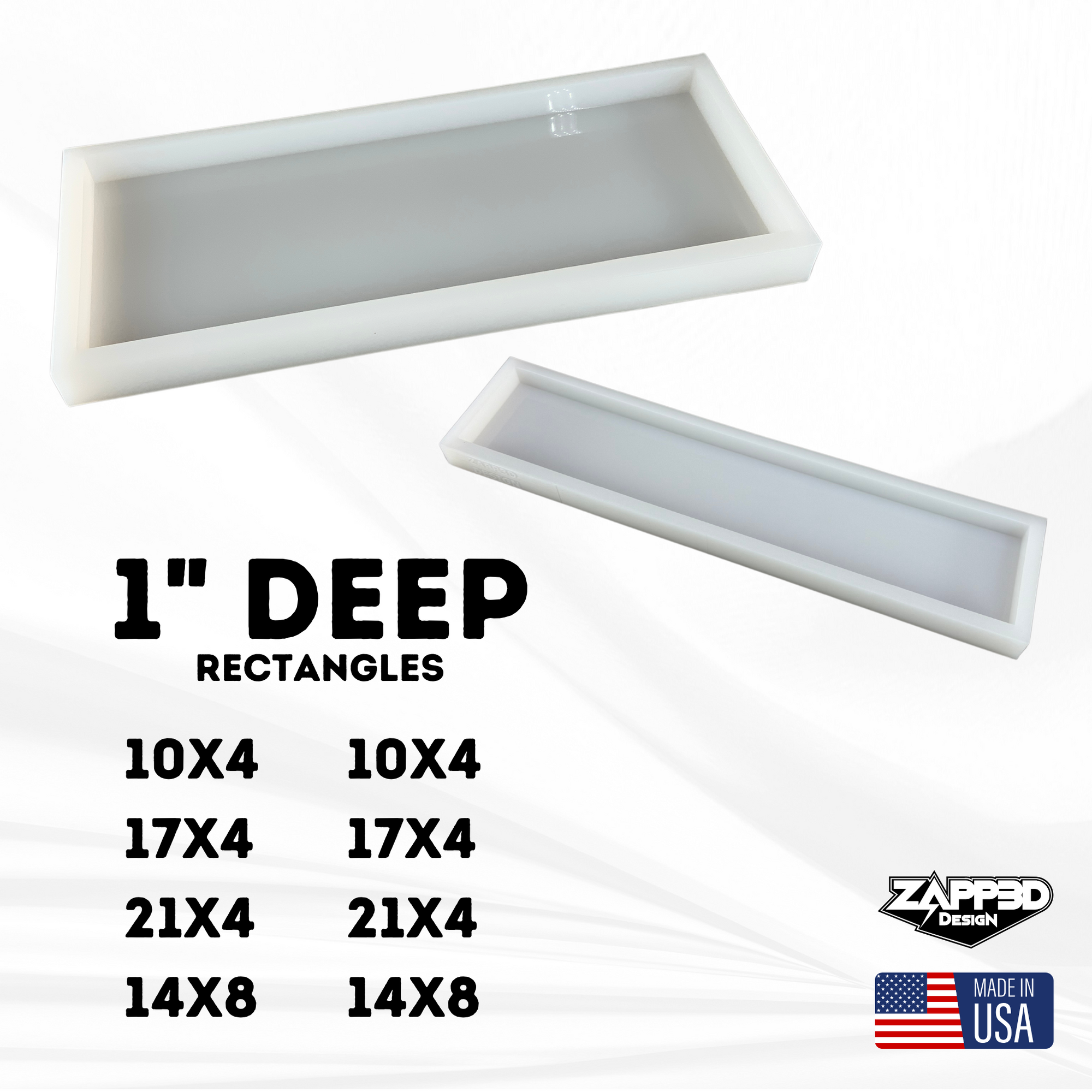 1" Deep Rectangle Silicone Mold | 8 SIZES |