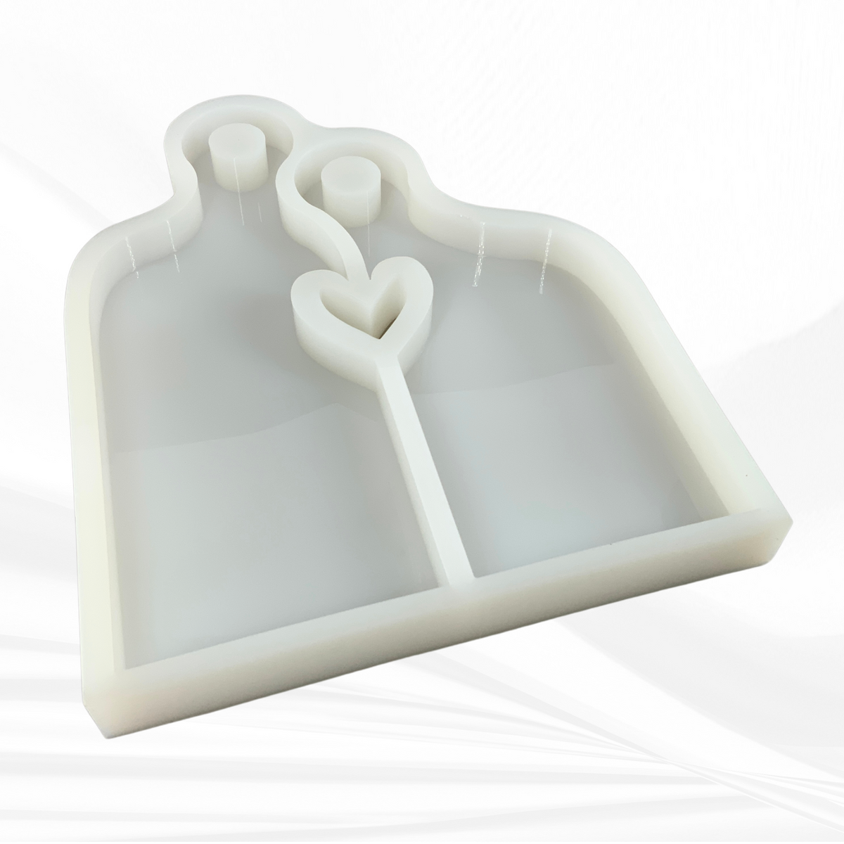 17" X 14" x 1.25" Romeo & Juliet Nesting Heart Serving Board Set Silicone Mold - Nesting Charcuterie Mold