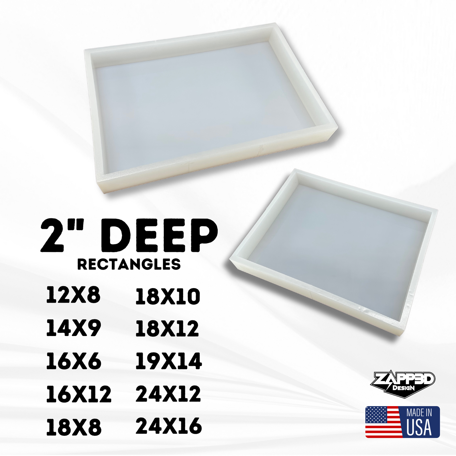 2" Deep Rectangle Silicone Molds | 10 Sizes |