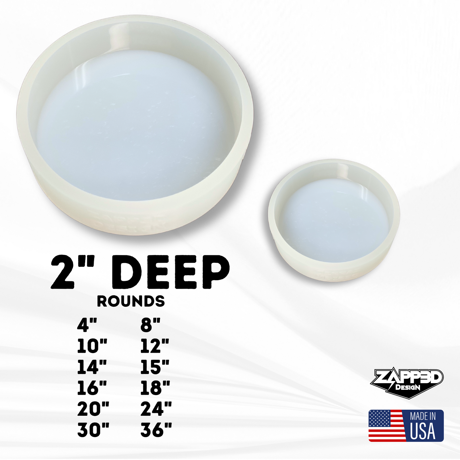 2" Deep Round Silicone Molds, 12 Sizes