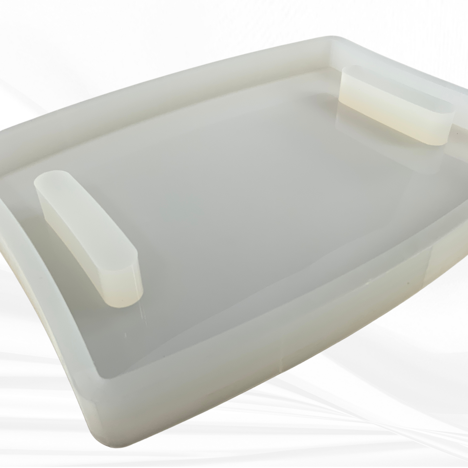16"x 12"x 1.25" Chunky Bowed Rectangle Board Silicone Mold, Dual Handles