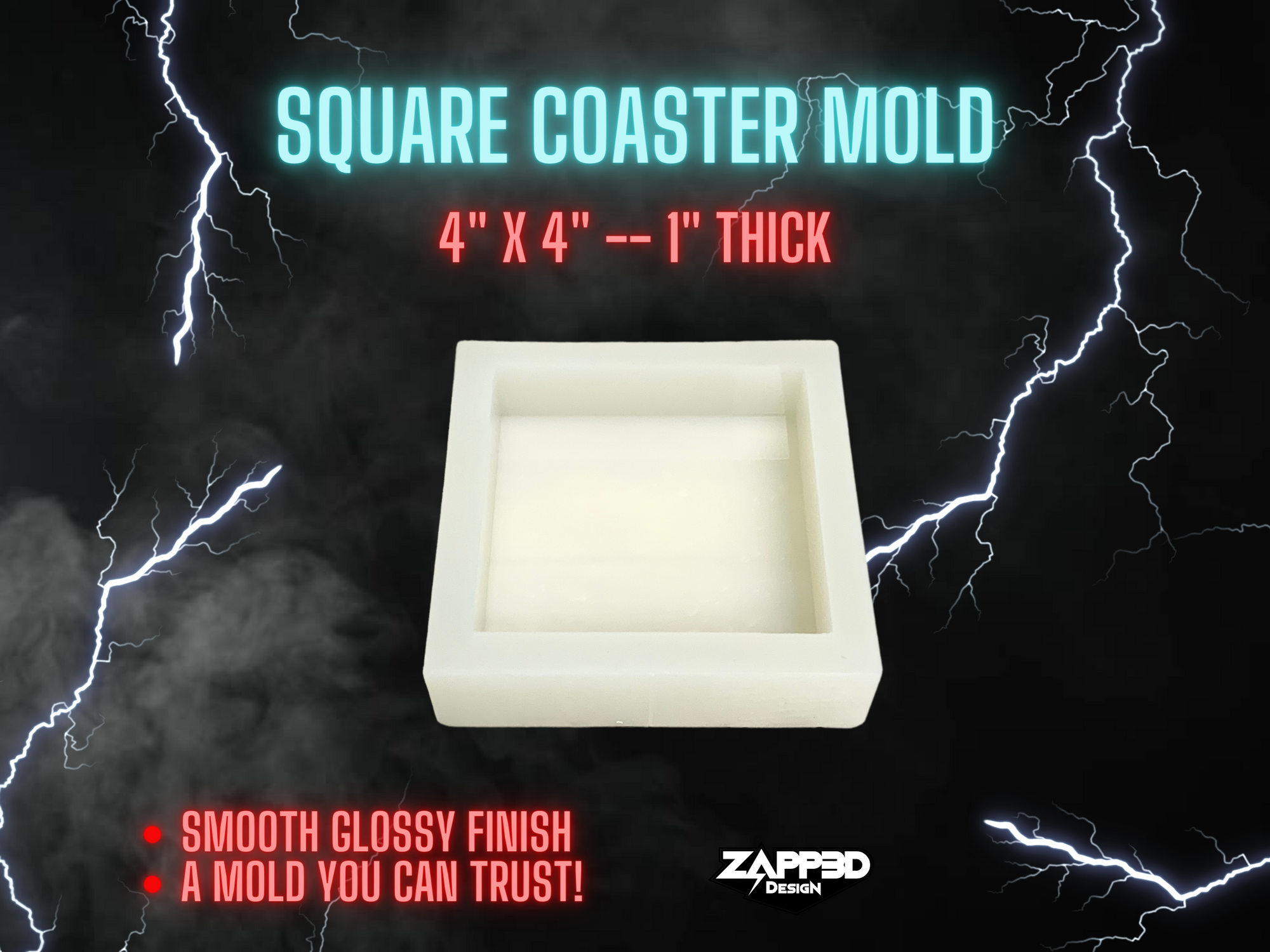 Square Coaster Mold | 4"x4"x1" | ULTRA Quality | Square Mold, Square Silicone Mold, Coaster Mold
