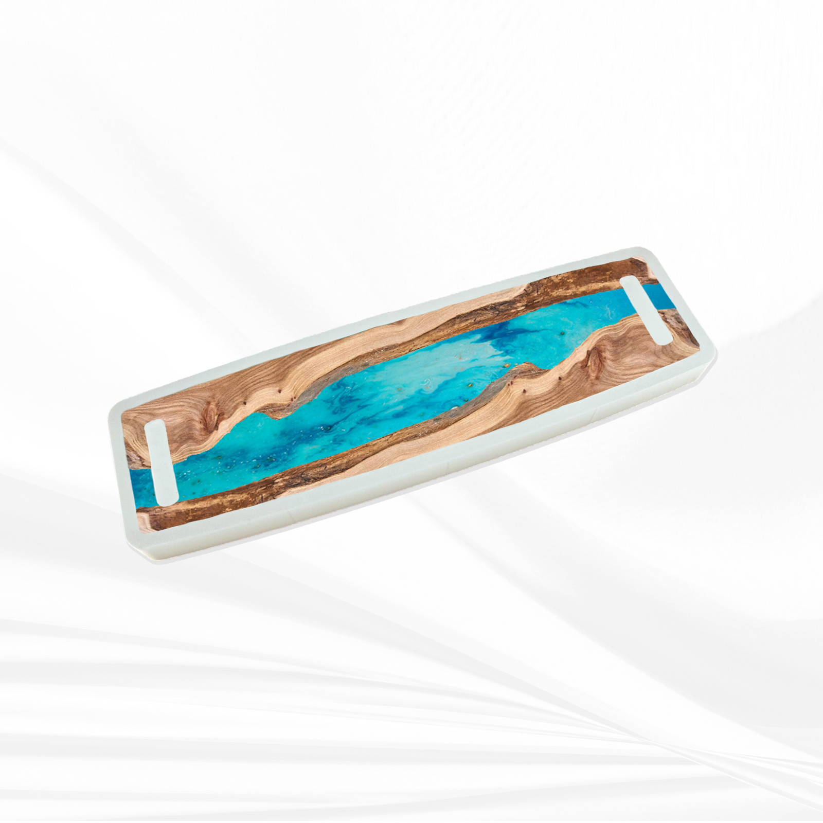 22" X 6" X 1.25" Large Bowed Rectangle with Dual Handles Silicone Mold