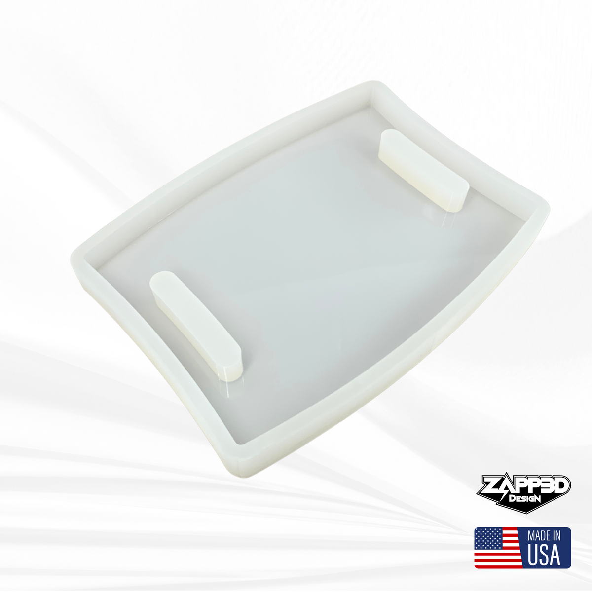 16&quot;x 12&quot;x 1.25&quot; Chunky Bowed Rectangle Board Silicone Mold, Dual Handles