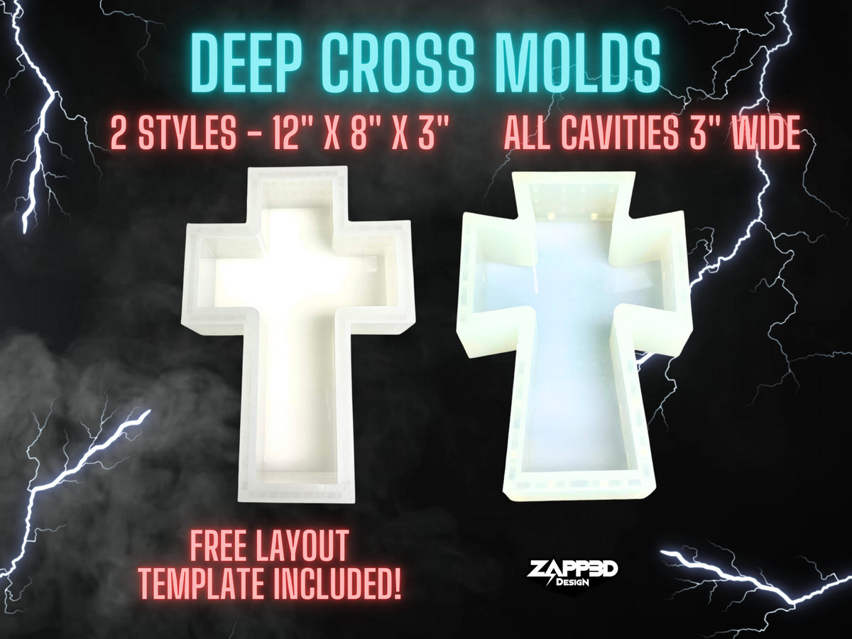 Deep Cross Resin Mold | 12&quot;x 8&quot;x 3&quot; Deep |