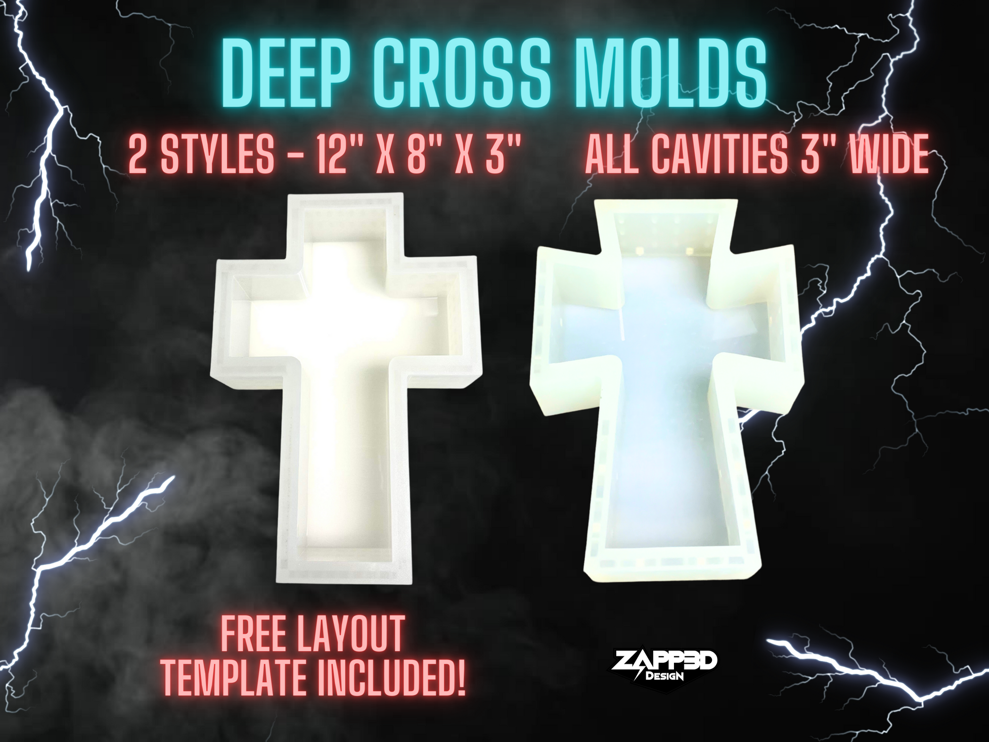 Deep Cross Resin Mold | 12"x 8"x 3" Deep | ULTRA Quality | Cross Mold, Memorial Molds, Block Mold, Flower Preservation Mold, 3" Deep Molds
