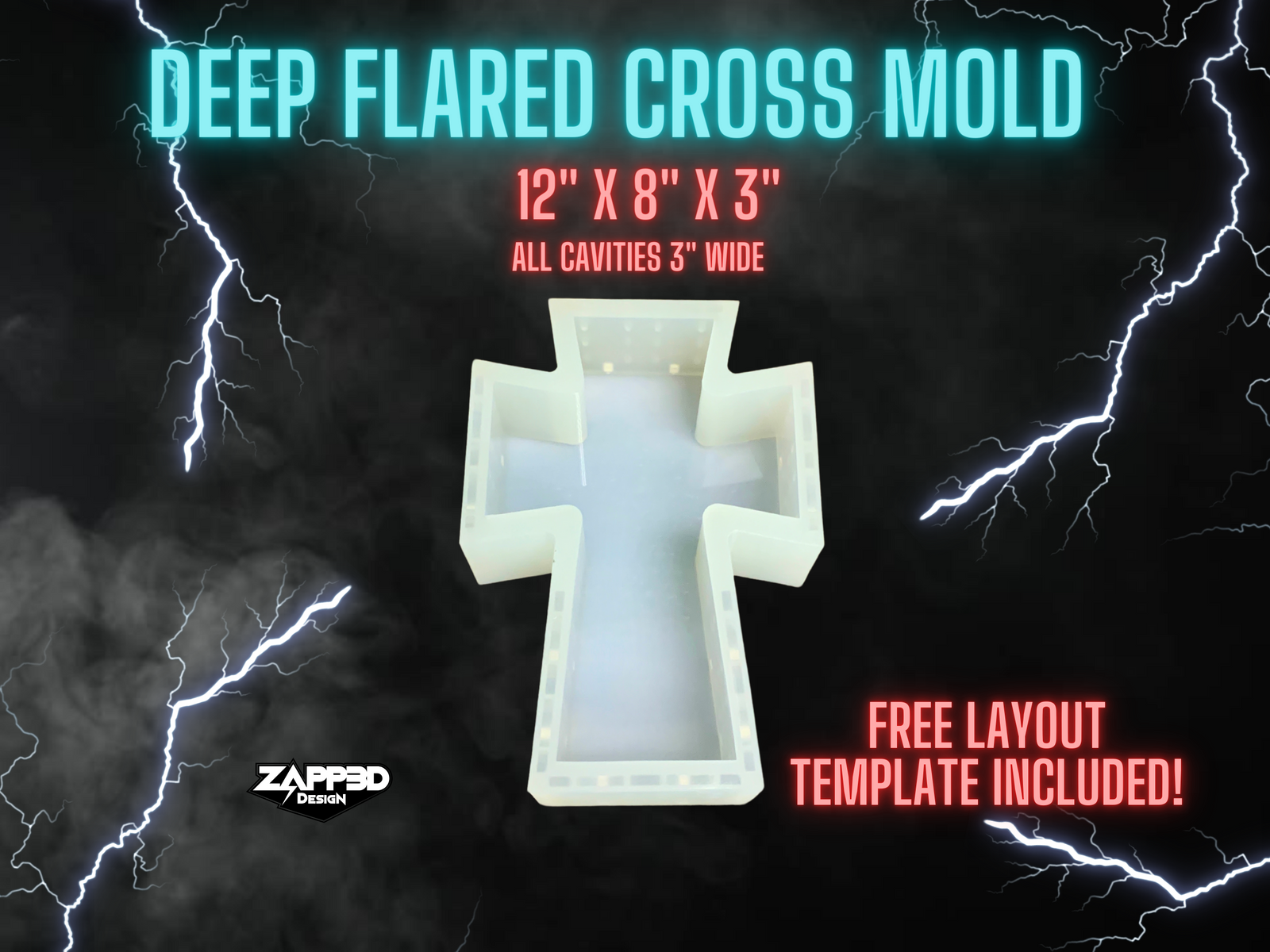 Cross Mold, Flared Cross Mold | 12"x 8"x 3" |