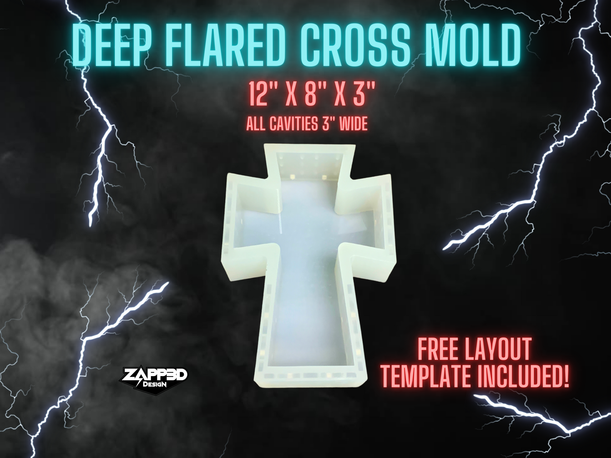 Cross Mold, Flared Cross Mold | 12"x 8"x 3" | ULTRA Quality | Memorial Molds, Block Mold, Flower Preservation Mold, Deep Cross Mold