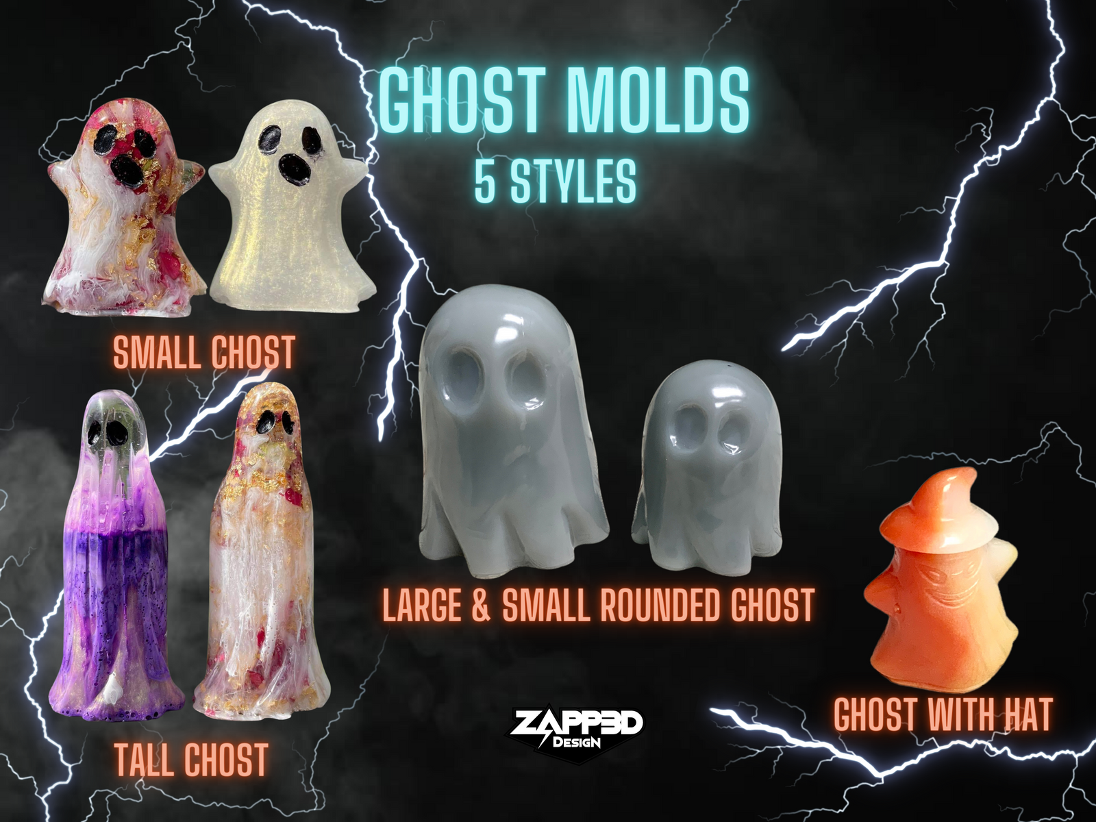 Ghost Molds for Resin | 5 Styles | Ghost 3D Molds, Halloween Mold