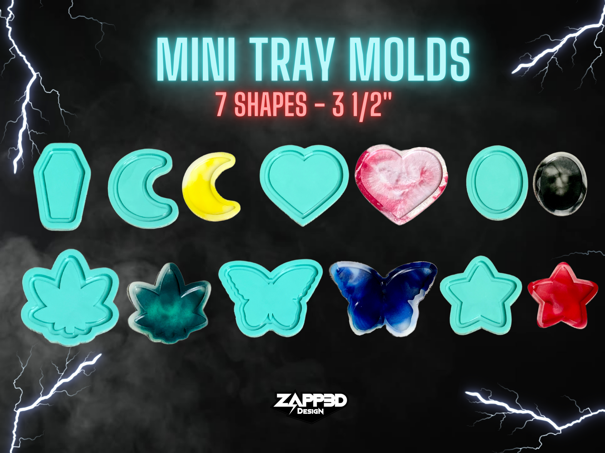 Mini Tray Molds | 7 Shapes | Tray Mold, Heart Mold, Coffin Mold, Moon Mold, Star Mold, Butterfly Mold, Oval Mold, Small Molds, Mini Molds