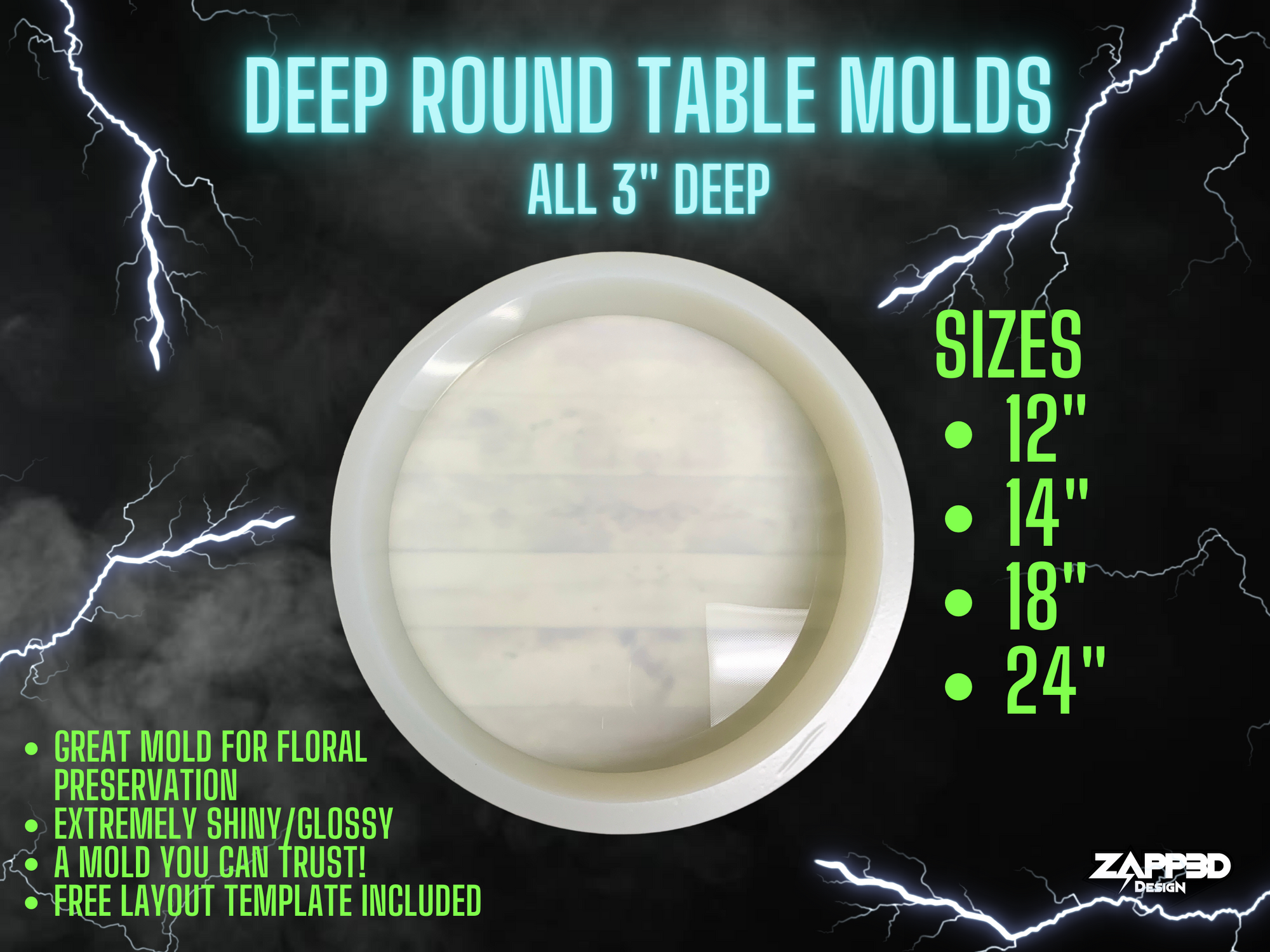 Deep Round Mold | 4 Sizes | ULTRA QUALITY | Table Mold, Round Mold, Floral Preservation Mold, Deep Circle Mold, Deep Round Table Mold