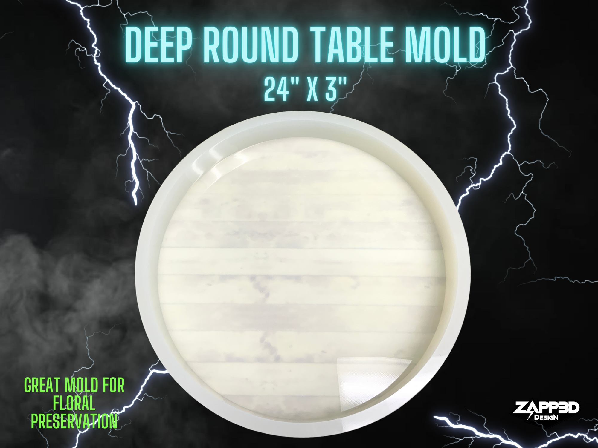 Deep Round Table Mold | 24" x 3" | ULTRA QUALITY | Table Mold, Deep Silicone Mold, Floral Preservation Mold, Deep Circle Mold, 24" Round Mold