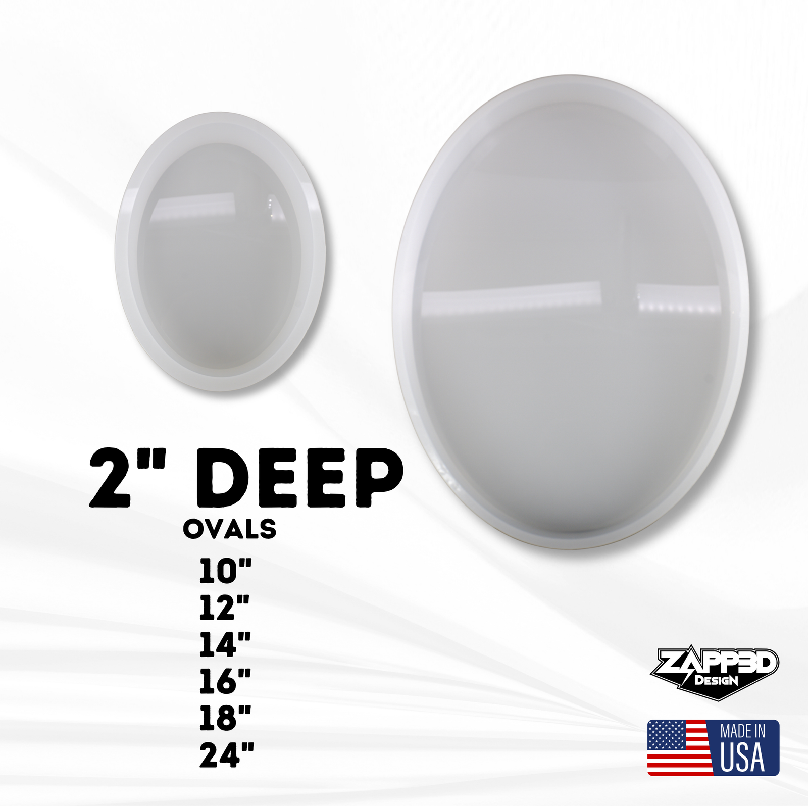 2" Deep Oval Silicone Molds, 6 Sizes, Oval Molds