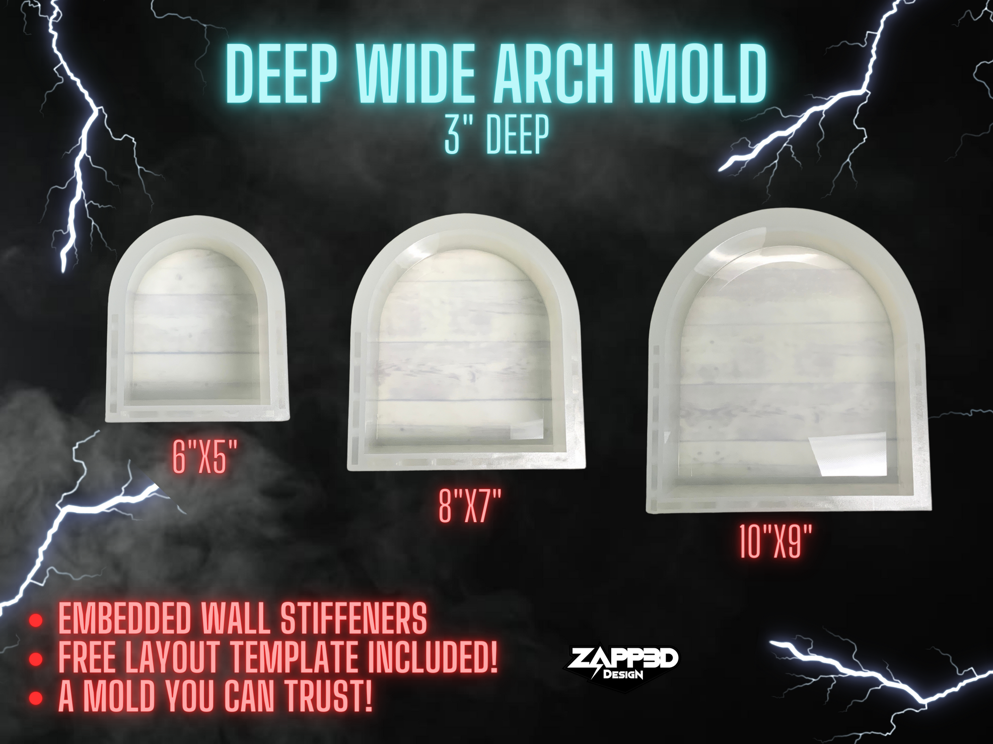 Deep Wide Arch Mold | 3 Sizes | ULTRA Quality | Deep Silicone Mold Resin, Memorial Mold, Block Mold, Flower Preservation Mold