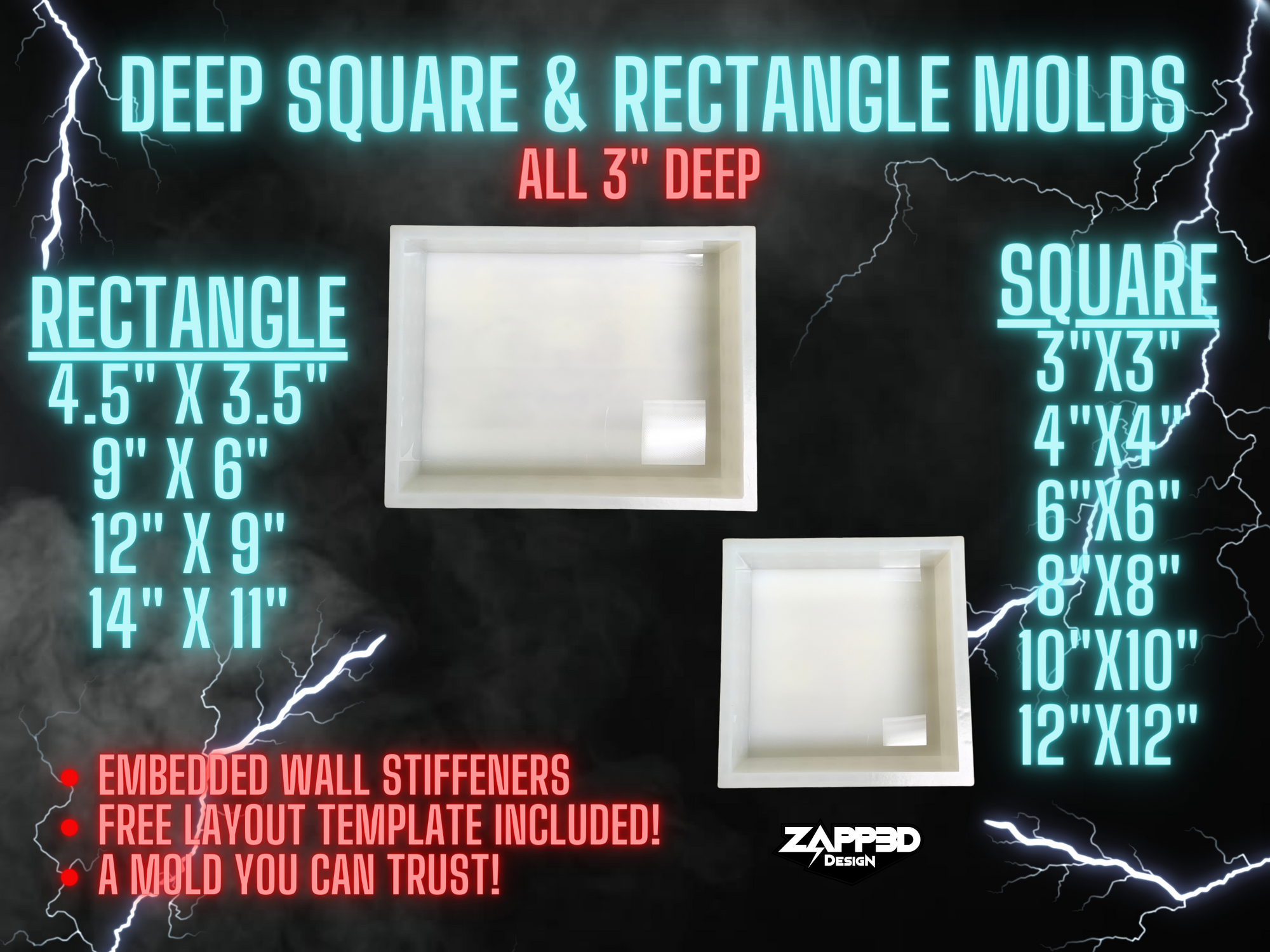 Deep Square and Rectangle Molds | ULTRA QUALITY | Deep Rectangle Mold, Floral Block Mold, Memorial Mold, Deep Square Mold, Keepsake Mold