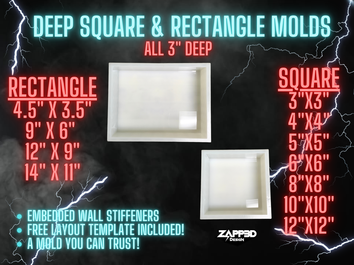 Deep Square and Rectangle Molds | 11 Sizes |