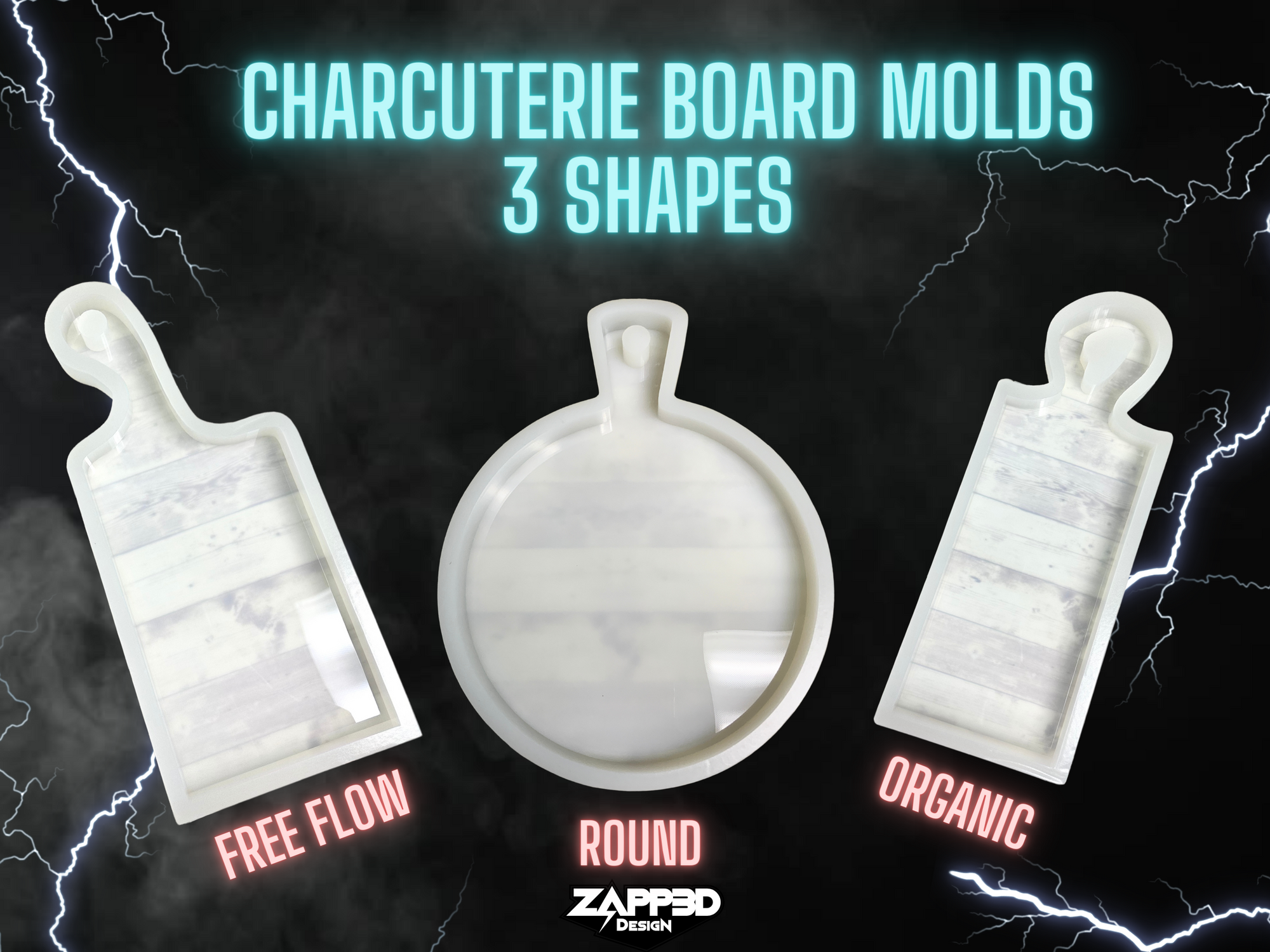 Charcuterie Board Molds | 3 Shapes |  Cheese Board Mold, Round Charcuterie Board, Charcuterie Mold, Serving Board Mold, Board Mold