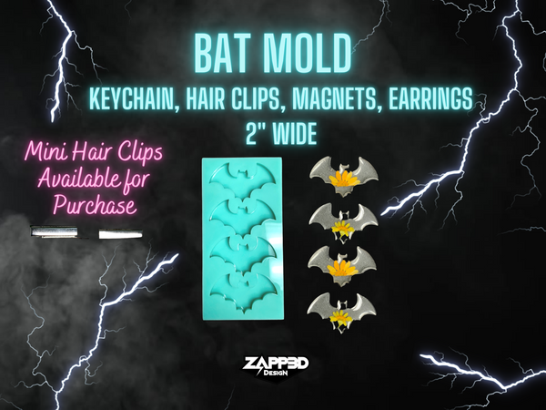 Bat Mold | Keychain Molds, Hairclip Mold, Magnet Mold | Set of 4, Bat ...