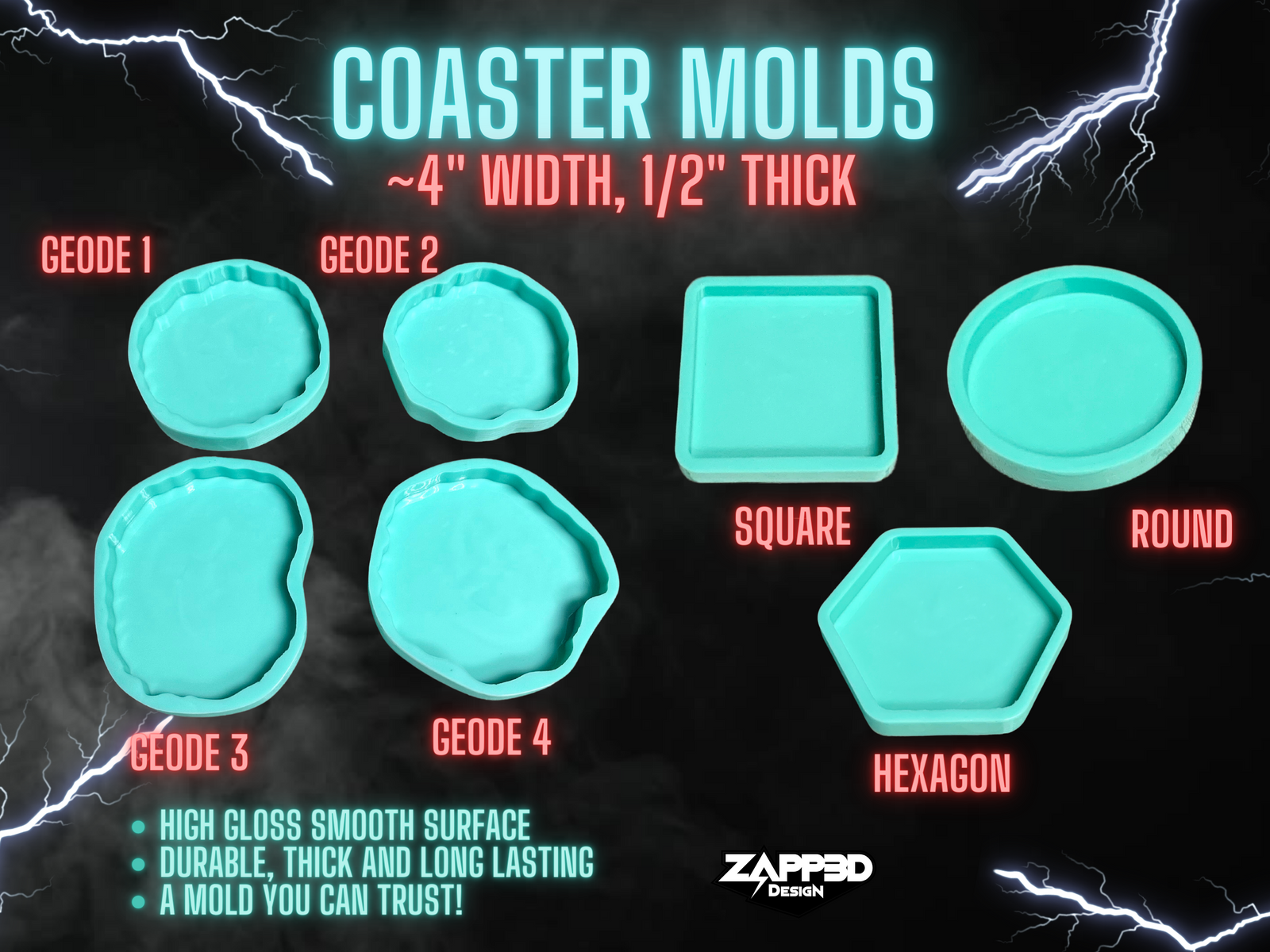 Deep Coaster Molds & Ring Holder Molds - Zapp3D Design LLC