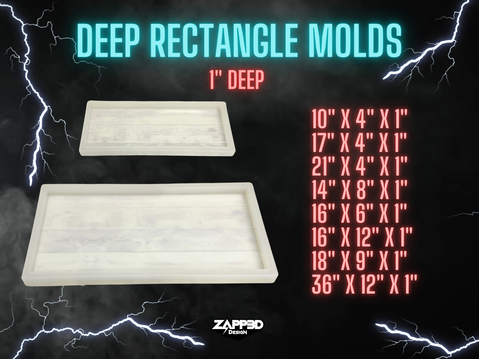 Deep Rectangle Mold, 1" Thick | 8 Sizes |