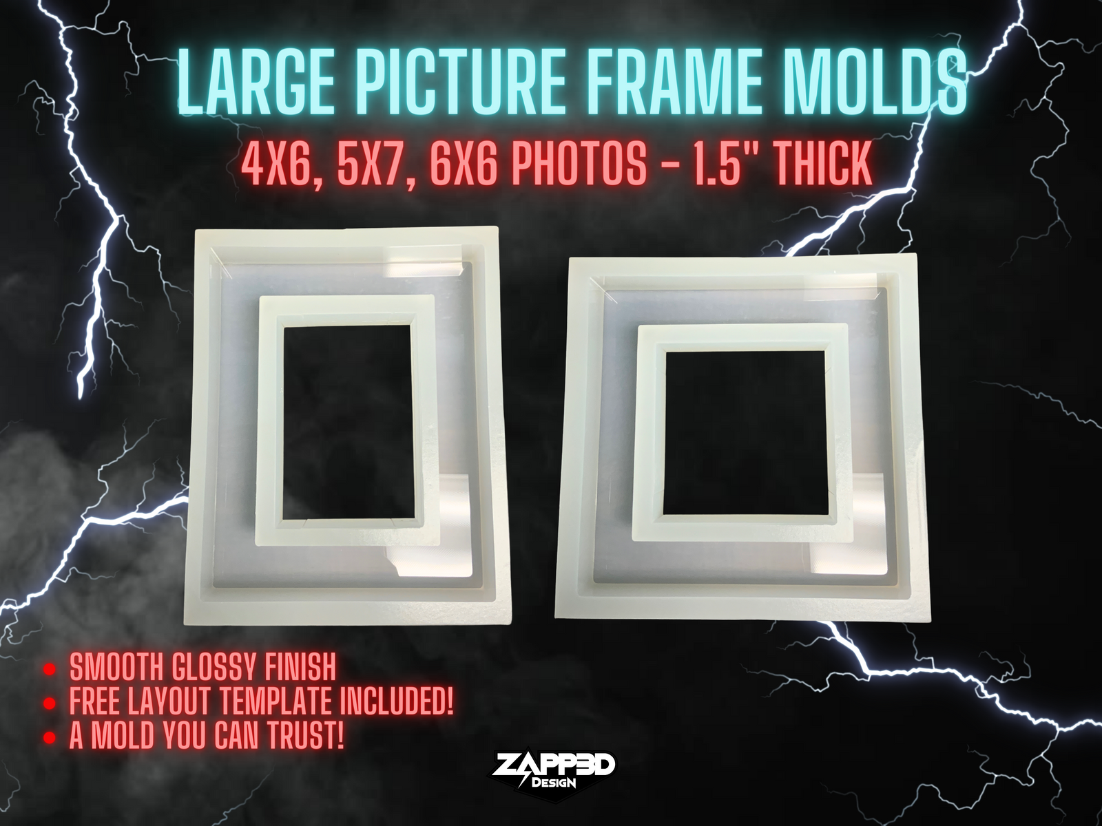 Picture Frame Mold | 1.5" Thick | 3 Sizes |