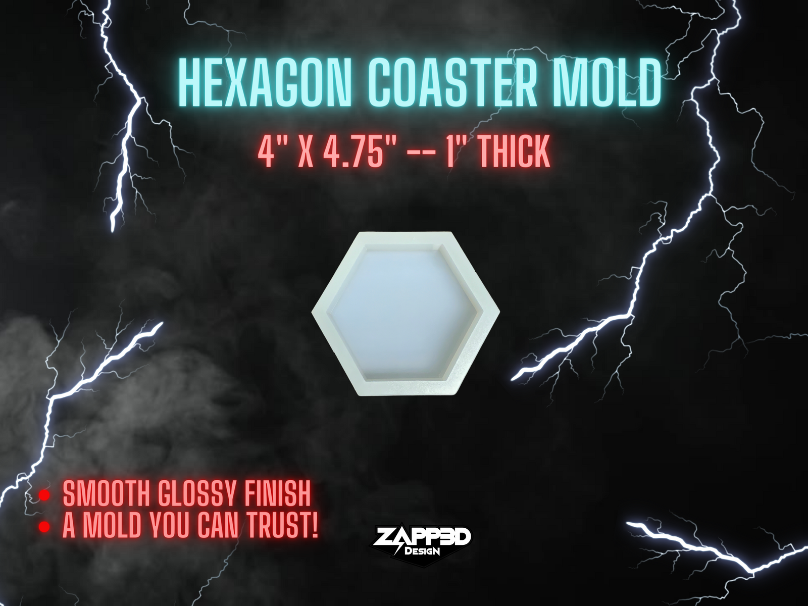 Hexagon Coaster Mold | 1" Deep |