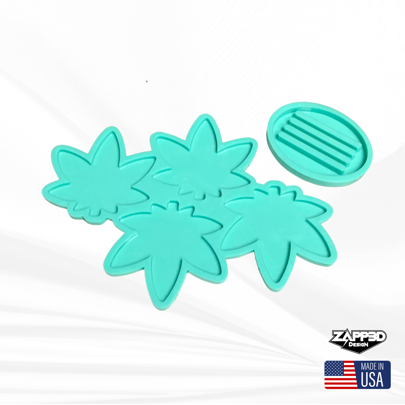 Pot Leaf Coaster Mold Set | 4"x 5" |  Weed Coasters with Holder Mold