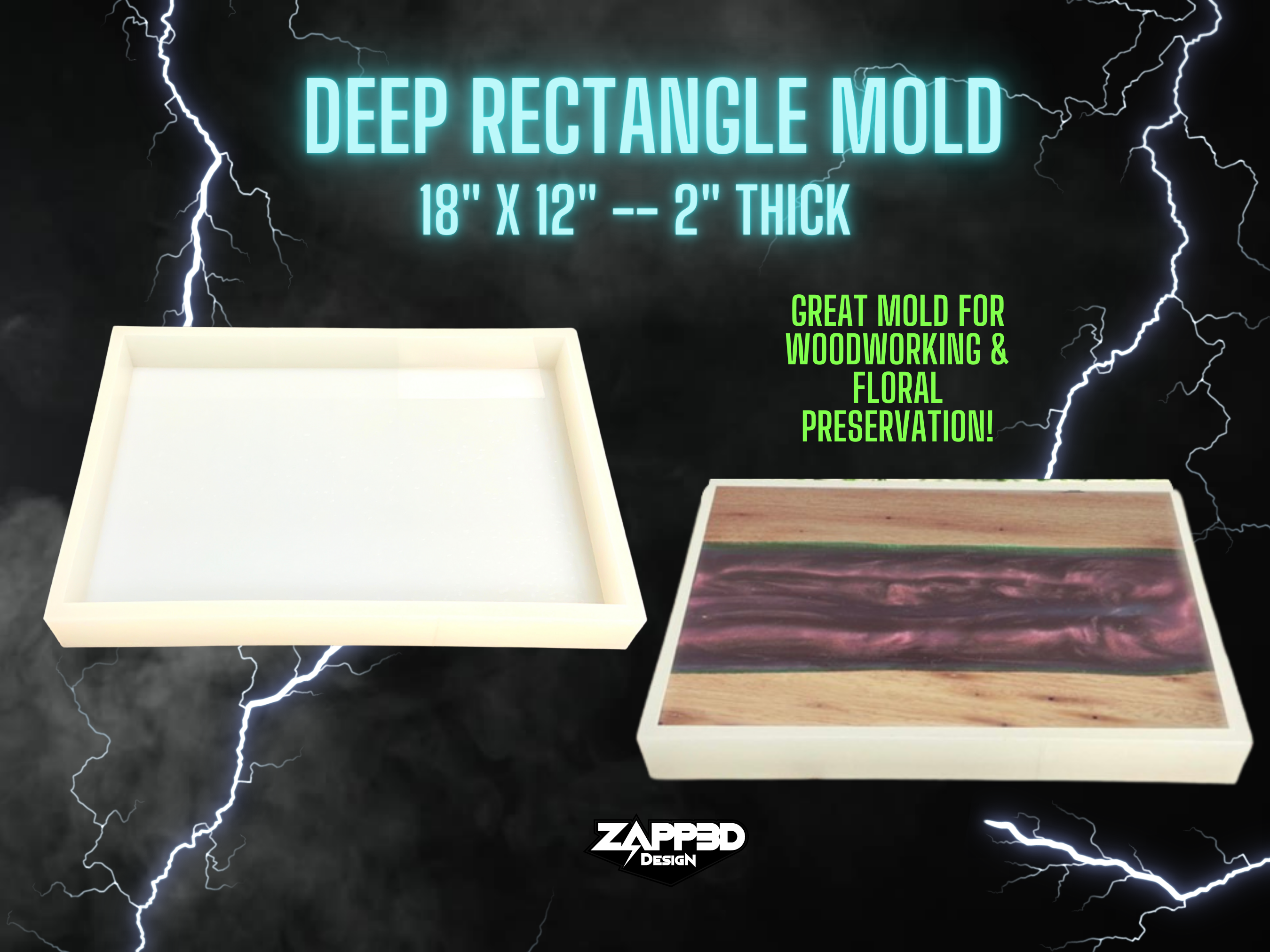 Deep Rectangle Silicone Mold, 12x18x 2