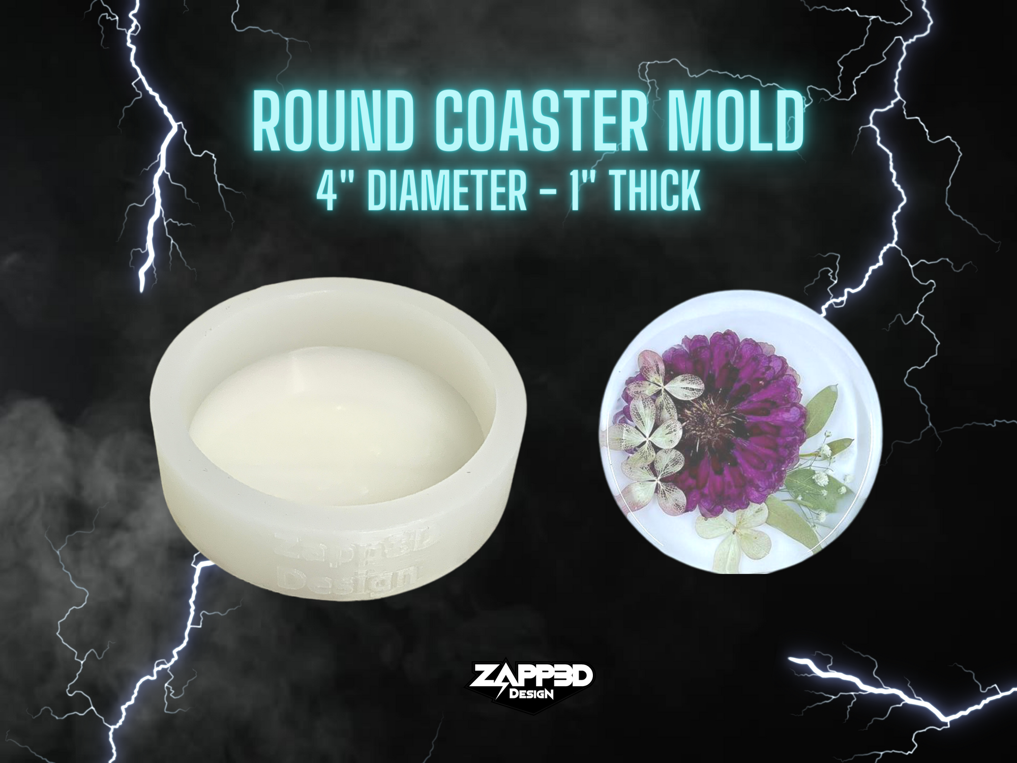 Round Coaster Mold Set With Holder 4 Round Coaster Molds and 1