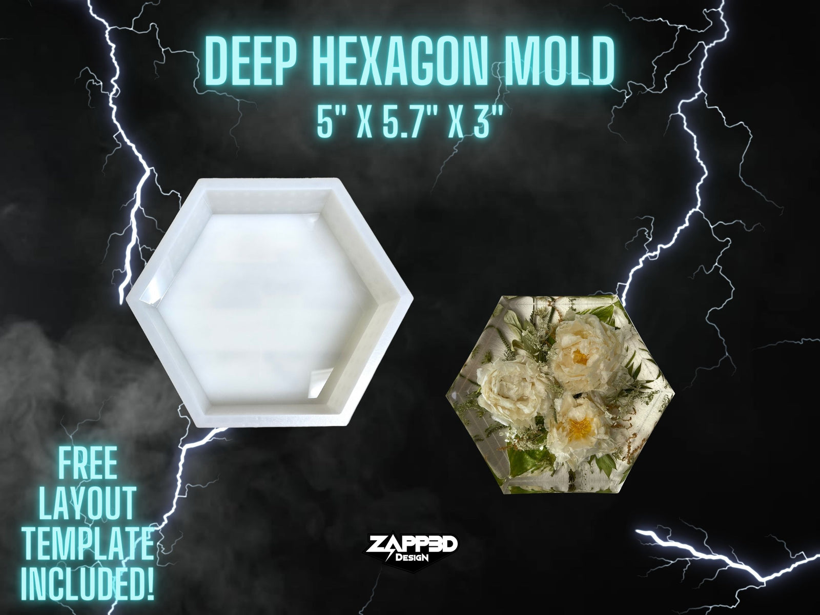 Hexagon Earring Molds, Resin Earring Molds, Earring Silicone Molds for -  Zapp3D Design LLC