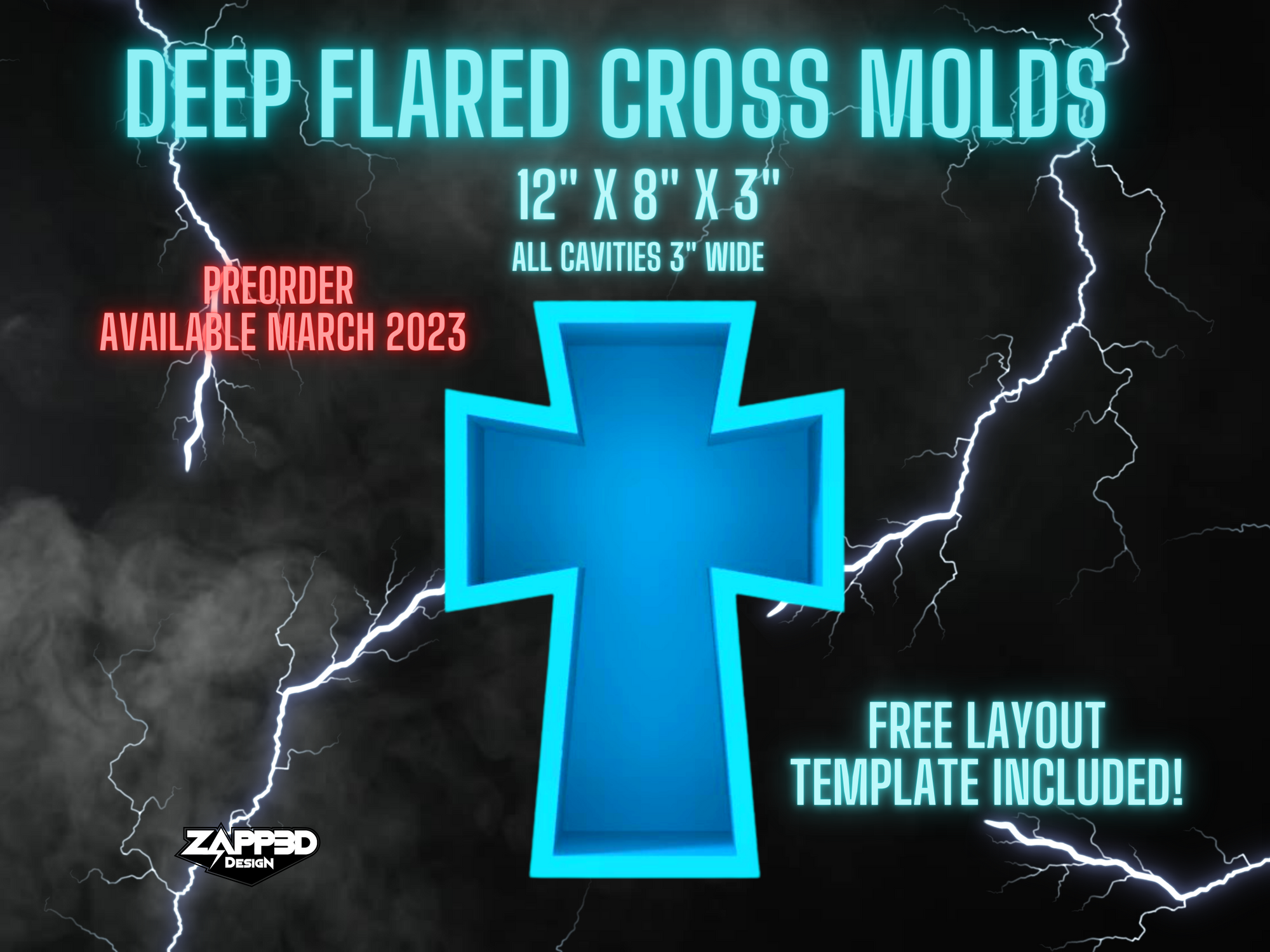 Flared Cross Mold, Cross Mold | 12"x 8"x 3" Deep | ULTRA Quality | Memorial Molds, Block Mold, Flower Preservation Mold, 3" Deep Molds