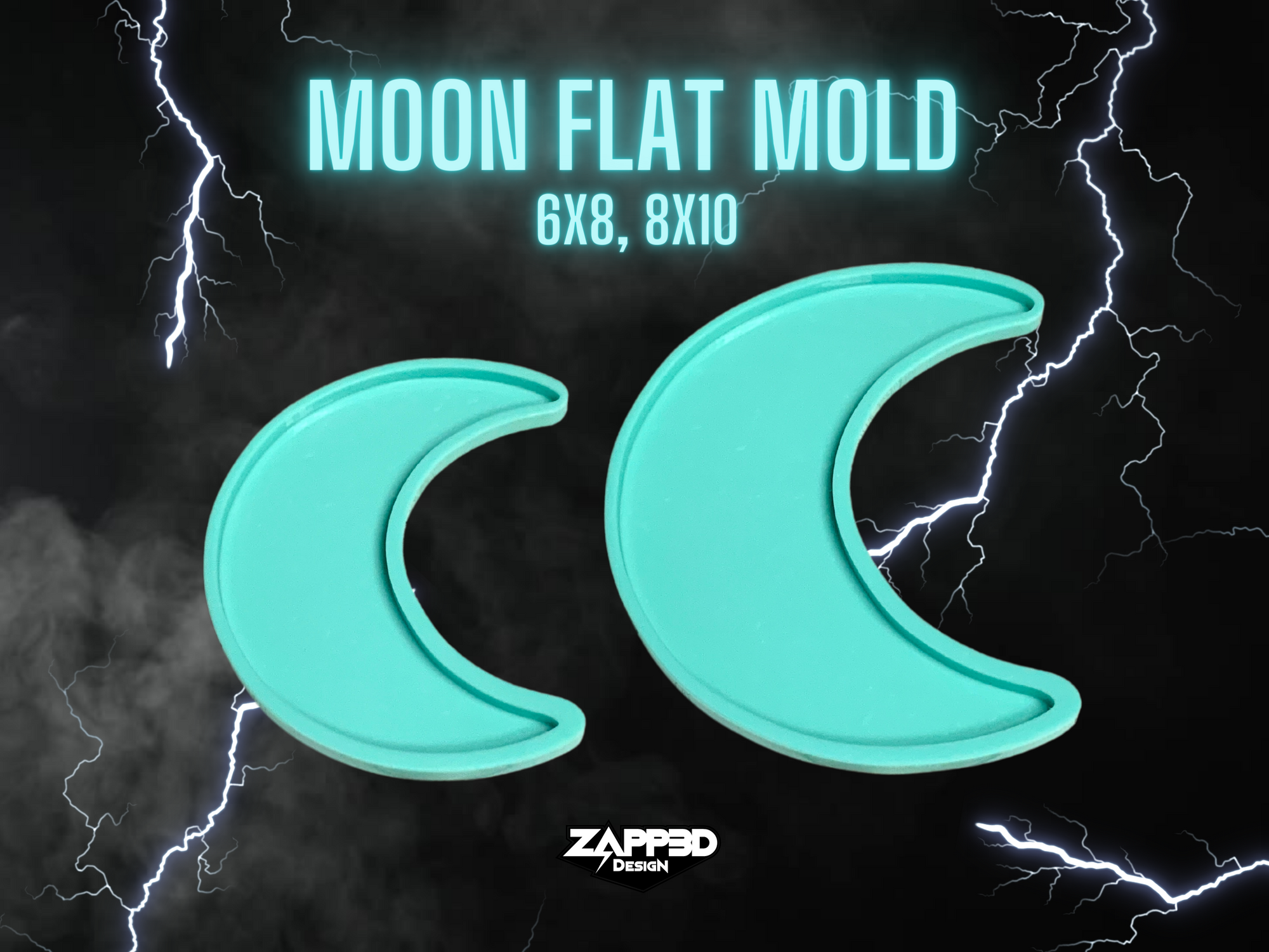 Moon FLAT Mold | 2 Sizes | Flat Molds, Crescent Moon Mold, Spooky Mold, Halloween Mold, Moon Mold