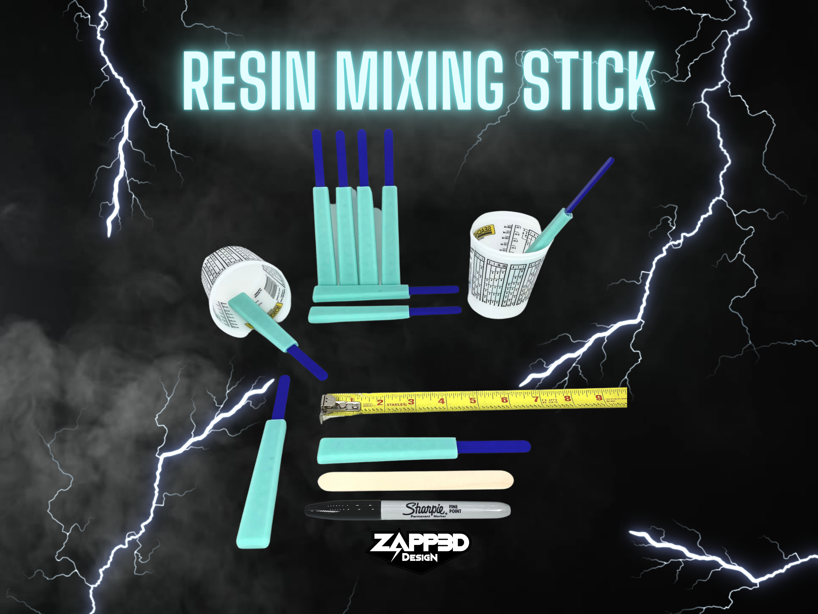 Epoxy Resin Stirring Sticks Set of 5 - Reusable Easy to Clean