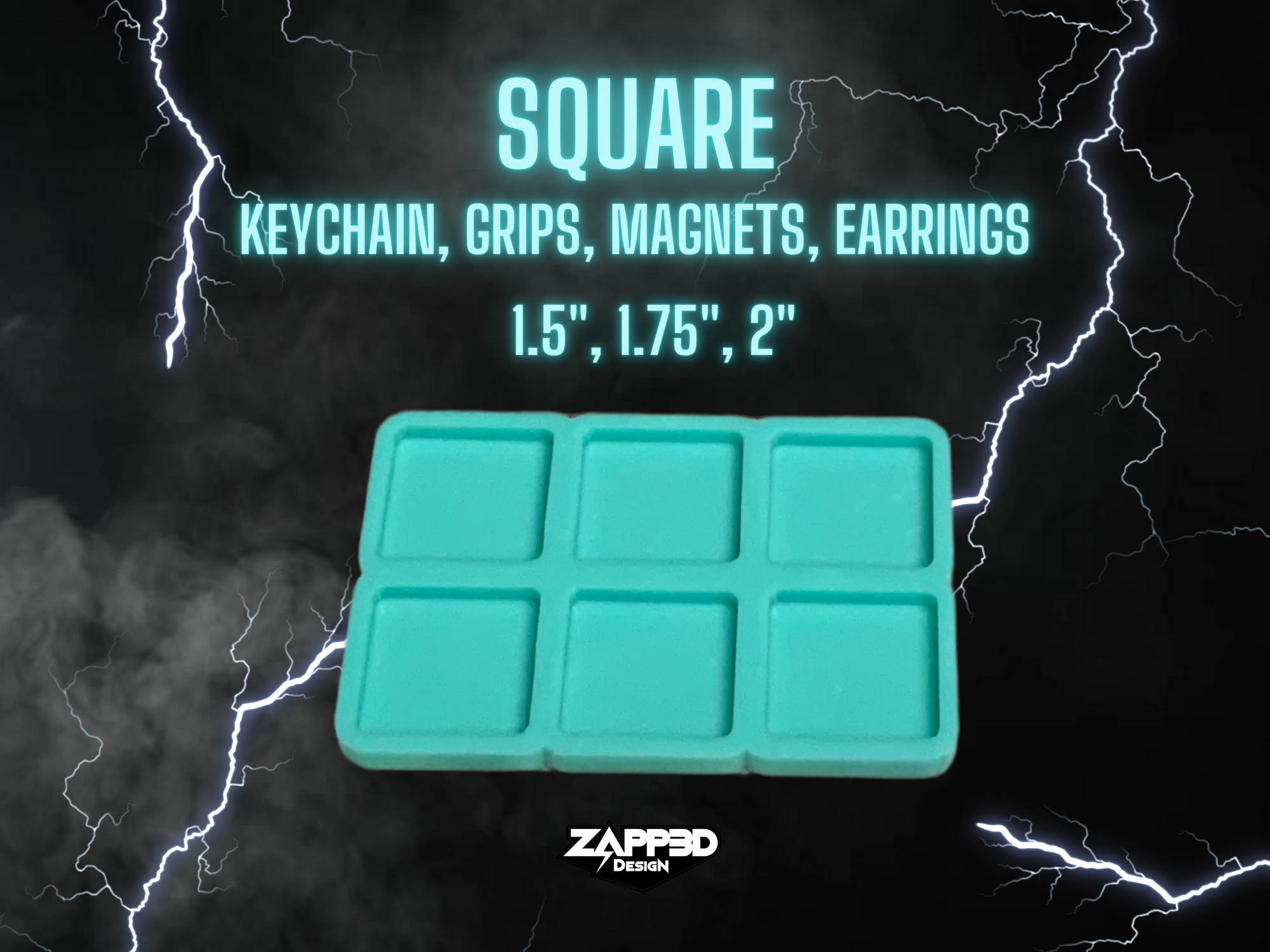 Square Keychain Mold | 3 Sizes | Magnet Mold, Phone Grip Mold, Hair Clip Mold | Set of 6 Silicone Mold for Resin