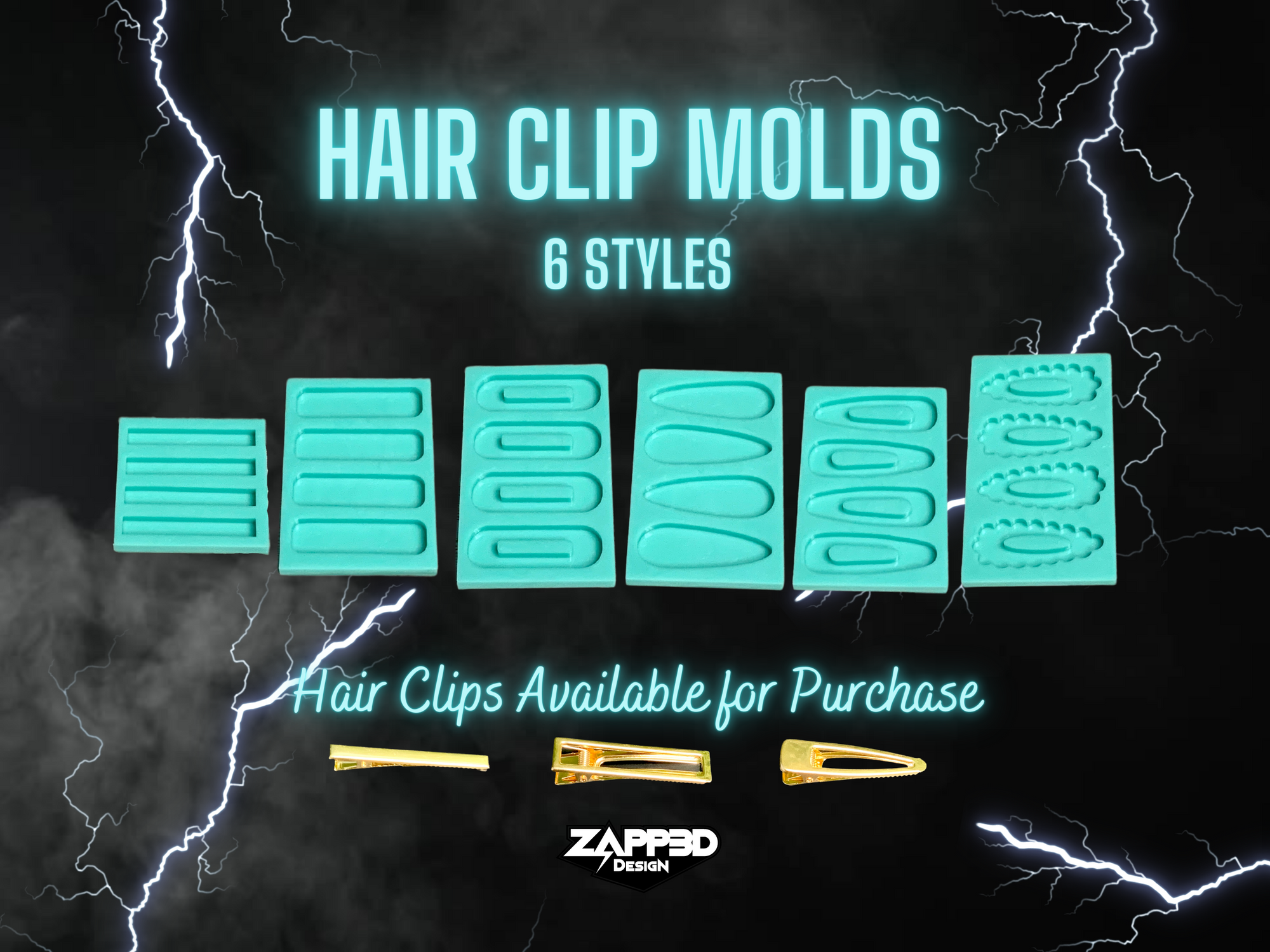 Hair Clip Mold | 6 Styles | Barrette Resin Mold, Resin Hair Clip Mold, Barette Mold