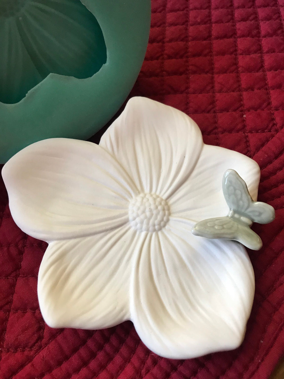 Flower Petal Dish with Butterfly Silicone Mold for Resin Crafting