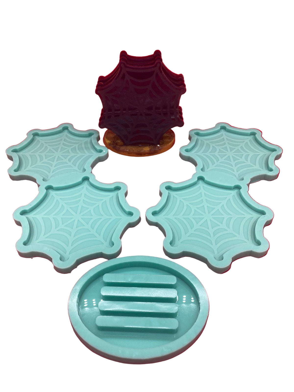 Spiderweb Coaster Mold Set | 4.5" | Halloween Mold