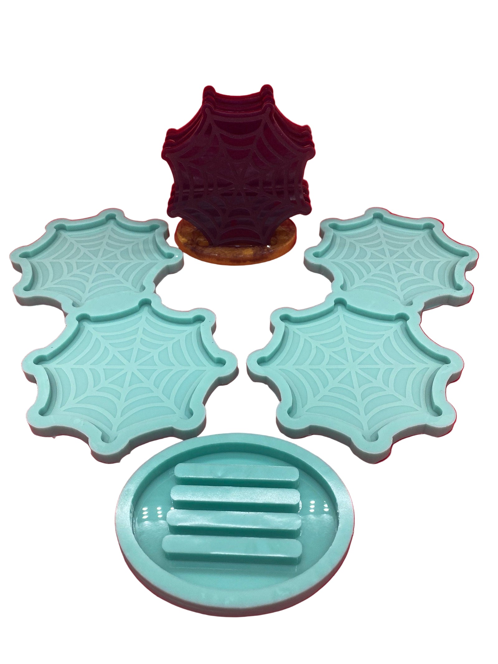 Spiderweb Coaster Mold Set | 4.5" | Halloween Mold