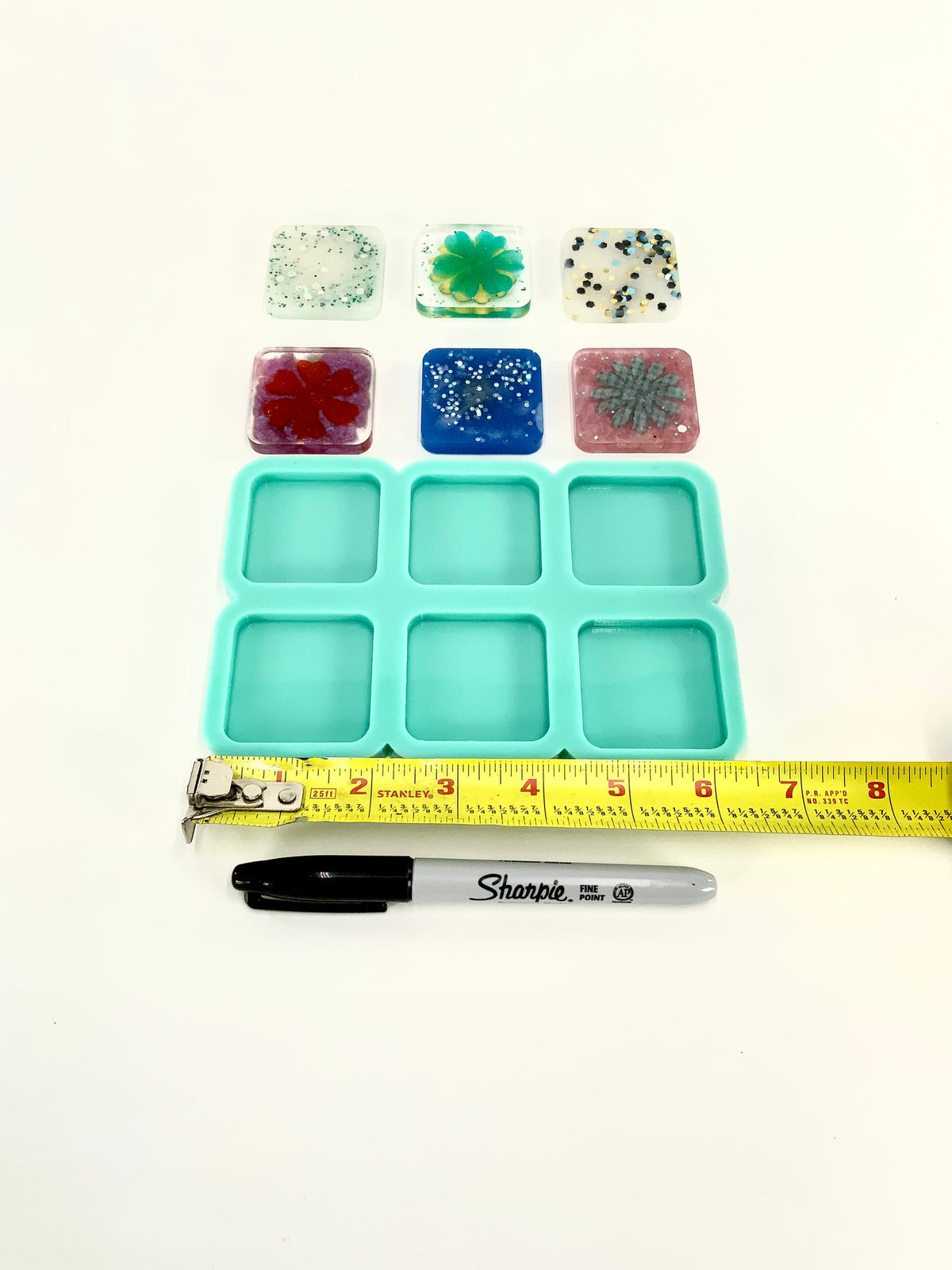 Square Keychain Mold | 1.5”, 1.75”, 2” | Magnet Mold, Hair Clip Mold |