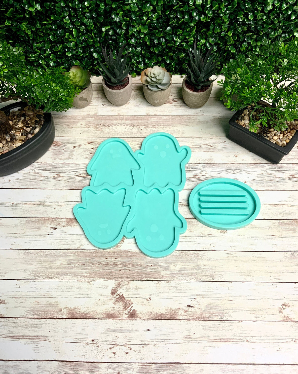 Ghost Coaster Mold Set, Halloween Mold, Spooky Mold